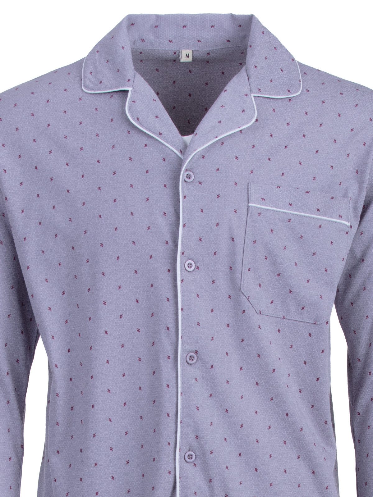 Henry Terre Schlafanzug Pyjama Set Langarm - Zacken