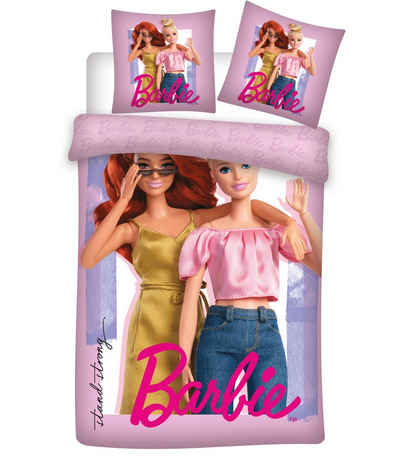 Kinderbettwäsche Barbie Mädchen Wende Bettwäsche 135 x 200 cm 100%Baumwolle, KK