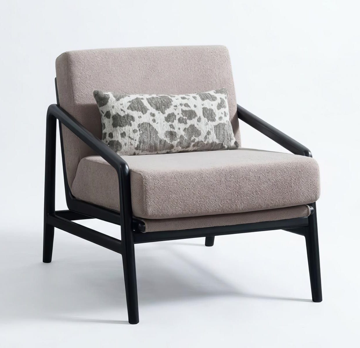 Xlmoebel Sessel Sessel Modern Beige Bequem Polster Lounge Holz Gestell Stoff (1-St., 1-tlg)