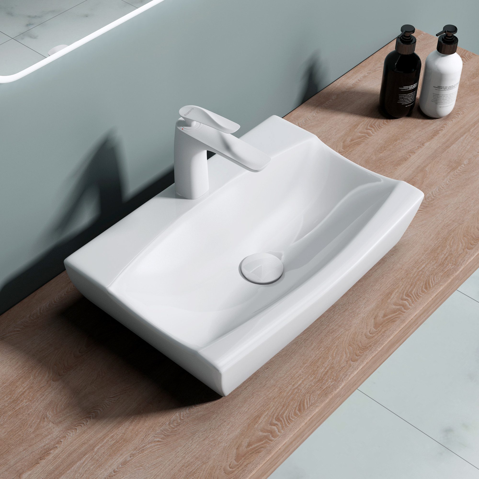 doporro Waschbecken Design Aufsatzwaschbecken inkl. Nano-Beschichtung aus Keramik