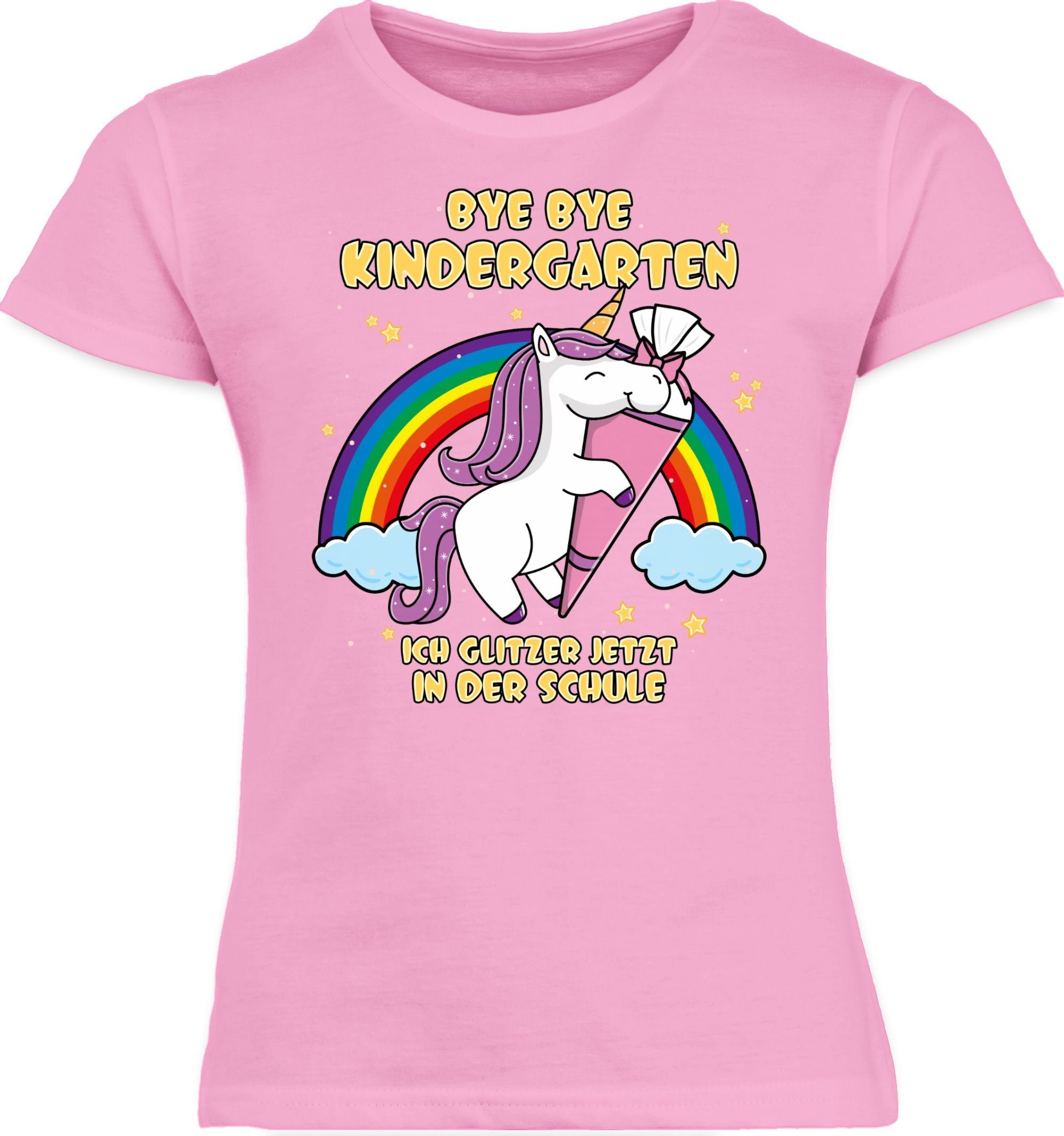 T-Shirt Bye Bye Kindergarten ich glitzer jetzt in der Schule Einhorn