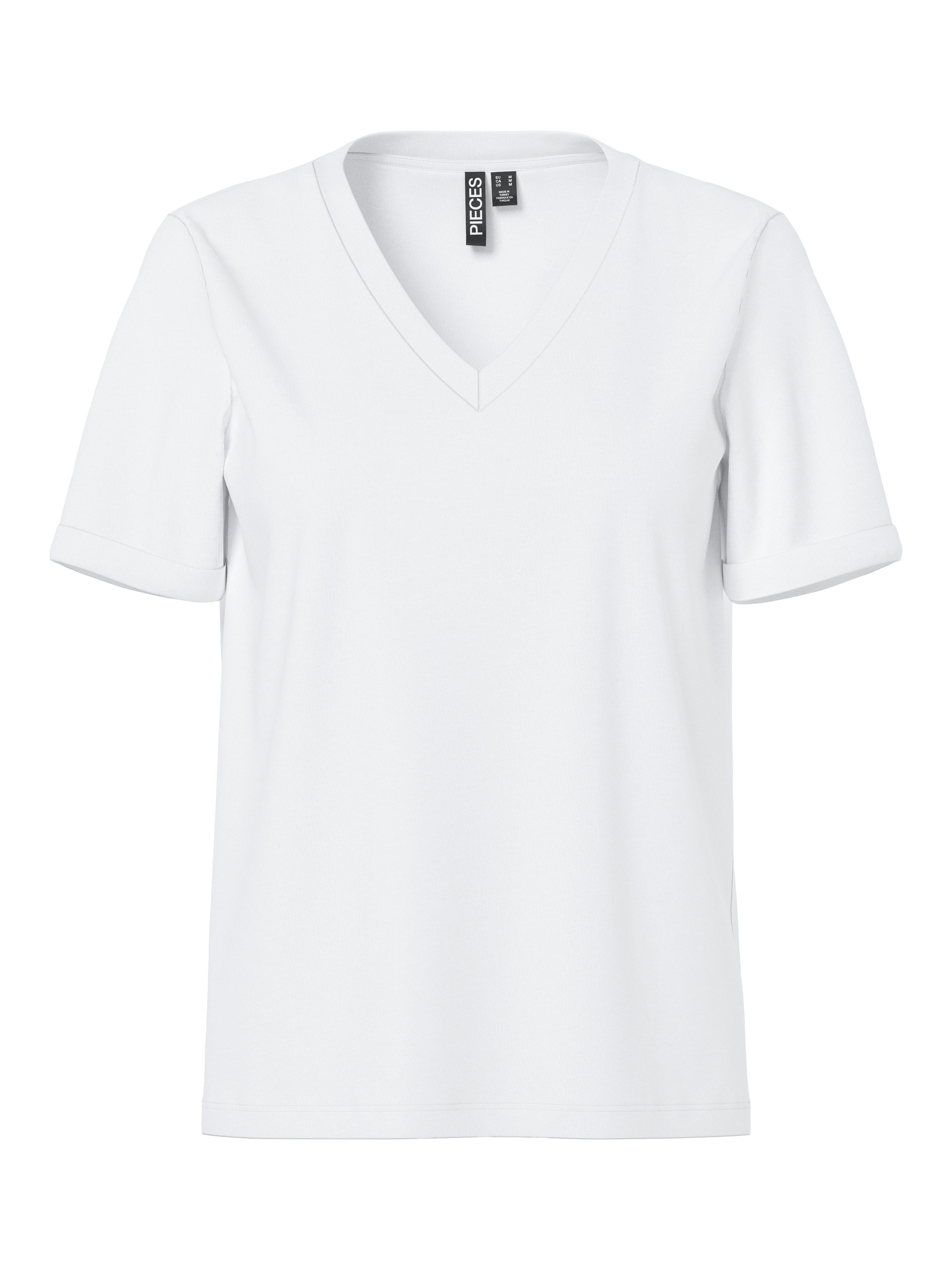 pieces Kurzarmshirt PCRIA SS V-NECK SOLID TEE JRS NOOS BC Baumwolle, regular fit – Bild 4 von 5