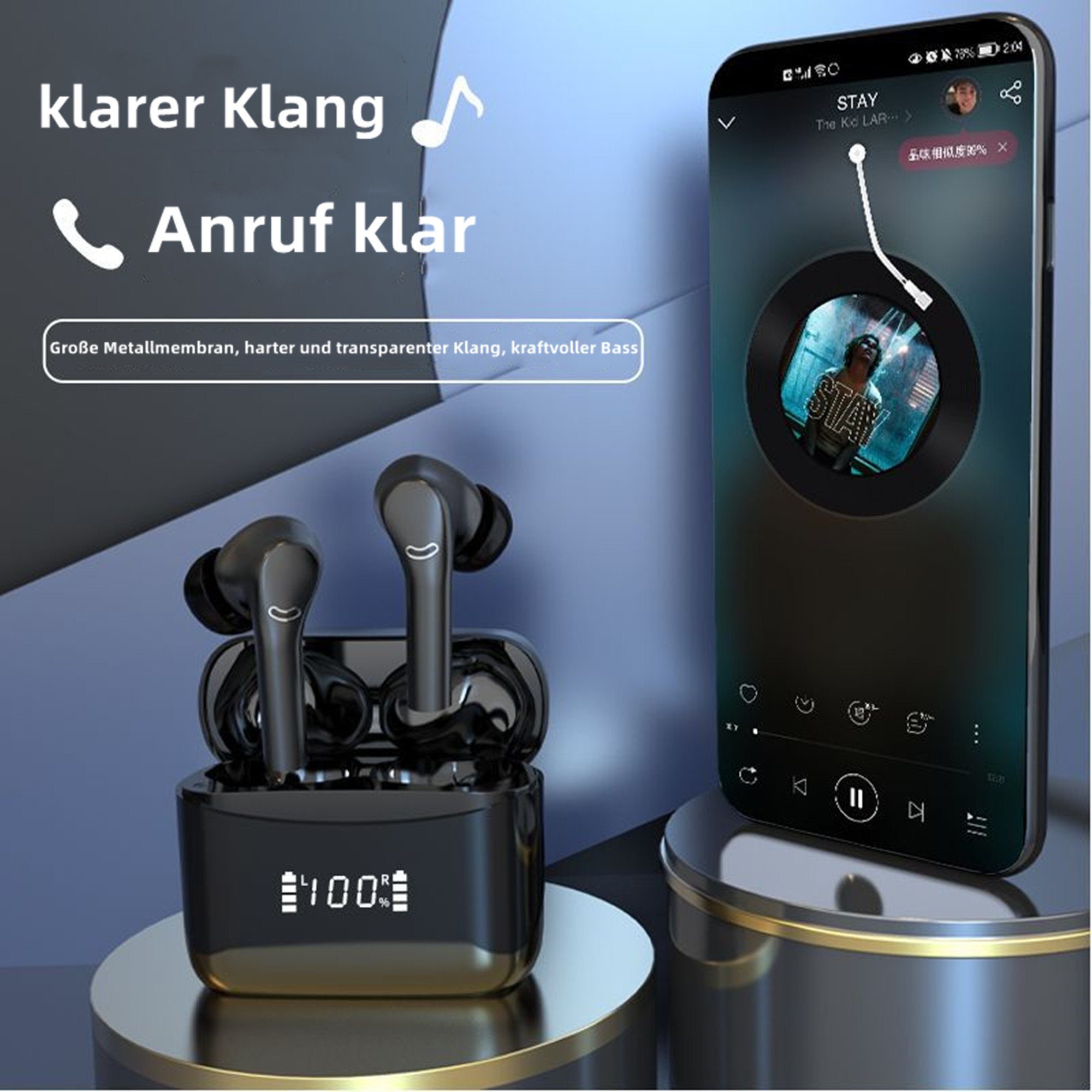 Tisoutec Bluetooth Kopfhörer, In 5.3 Kabellos Kopfhörer Kopfhörer Bluetooth-Kopfhörer Bluetooth Ear
