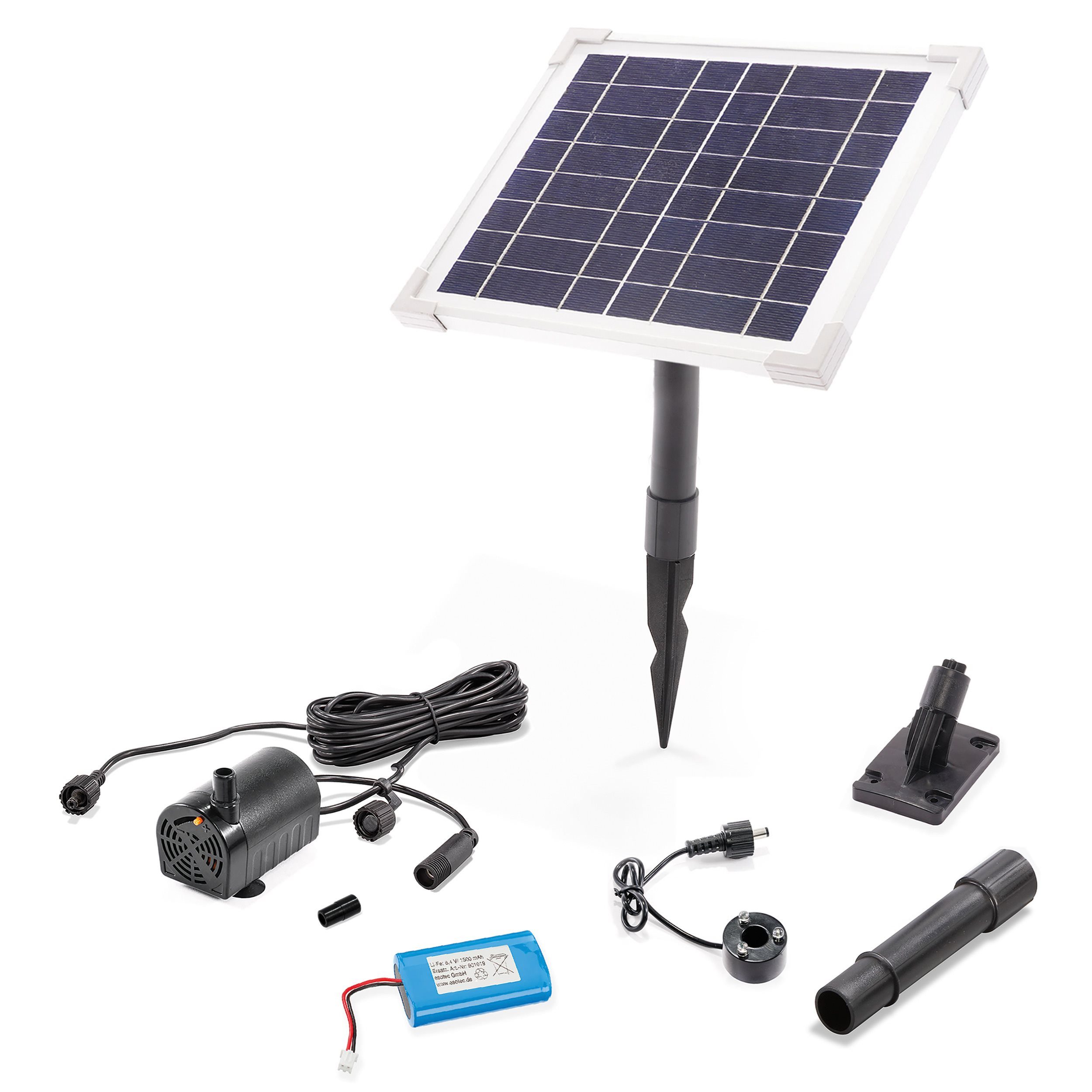 esotec Gartenbrunnen Solar Pumpensystem mit LED Lichtring für Schlauch