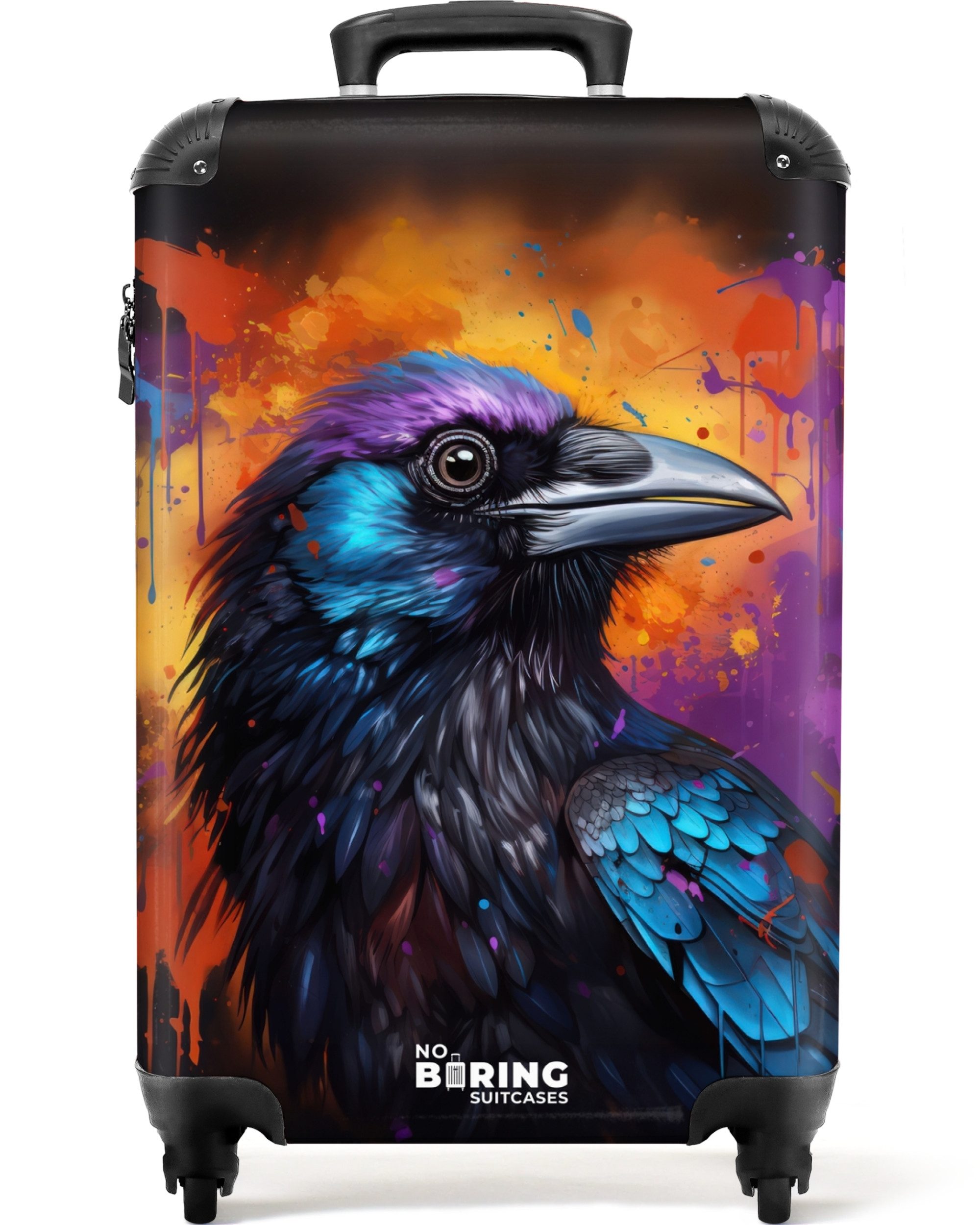 NoBoringSuitcases.com© Hartschalen-Trolley Krähe mit buntem Graffiti günstig online kaufen
