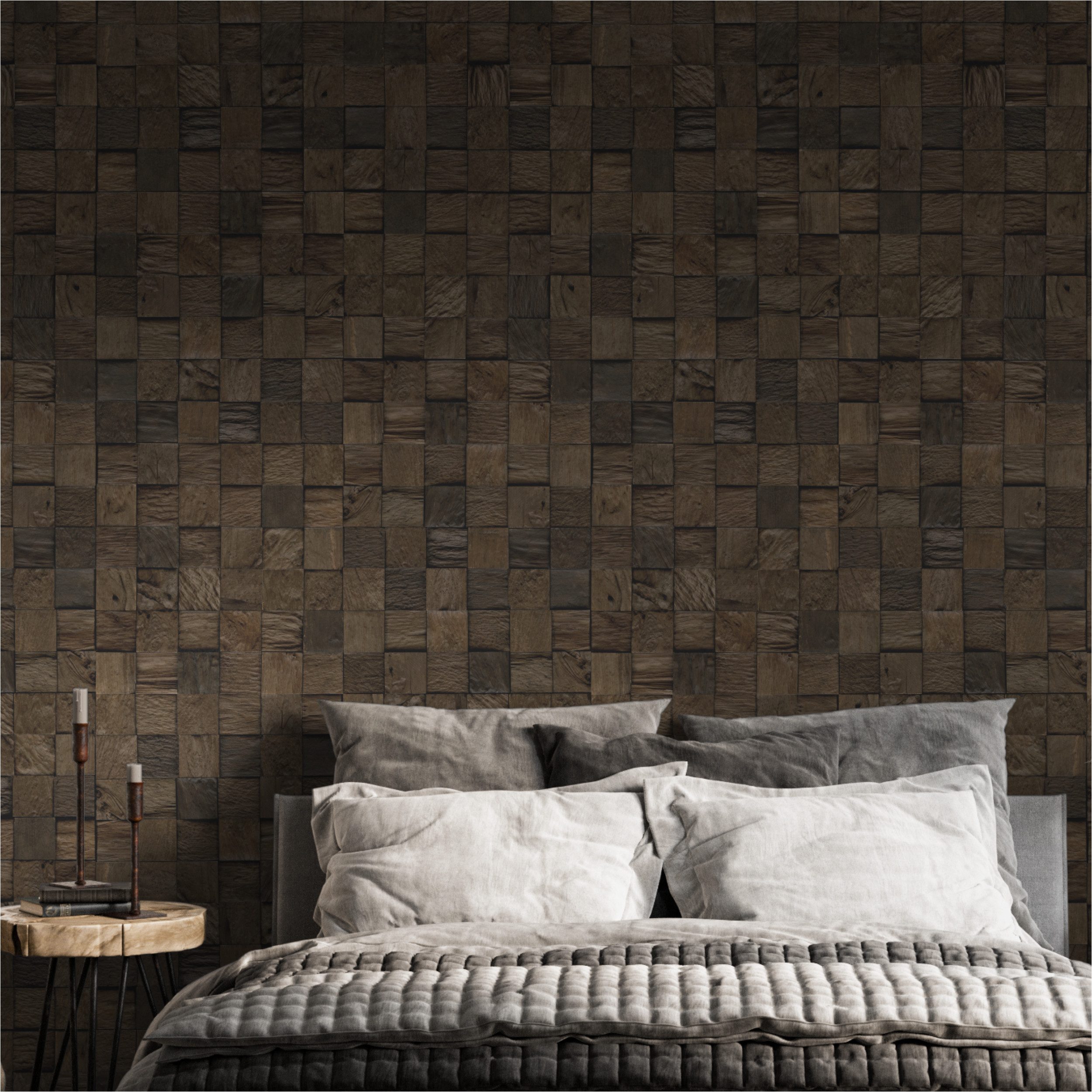 INDO 3D Wandpaneel Teak Classic Cube, BxL: 18,40x55,20 cm, 0,10 qm, (Packung, Versandkostenfreie Lieferung) schallreduzierende Wandverkleidung mit 3D-Effekt