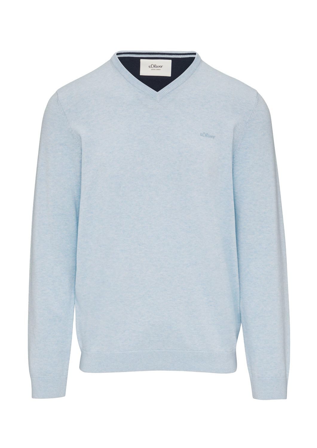 s.Oliver V-Ausschnitt-Pullover Pullover (1-tlg) V-Ausschnitt, langarm, Logo günstig online kaufen