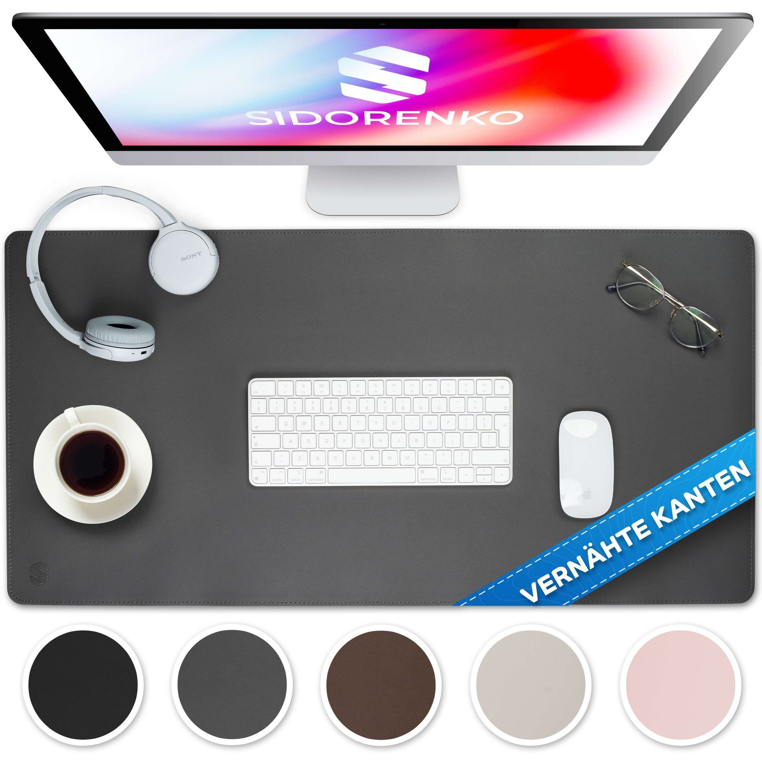 MAXLVL Gaming Mauspad Schreibtischunterlage - Mauspad mit Vernähte Kanten - abwaschbar (80x40 cm, Schreibtisch Unterlage für Büro), Tischunterlage Schreibtisch aus PU-Leder