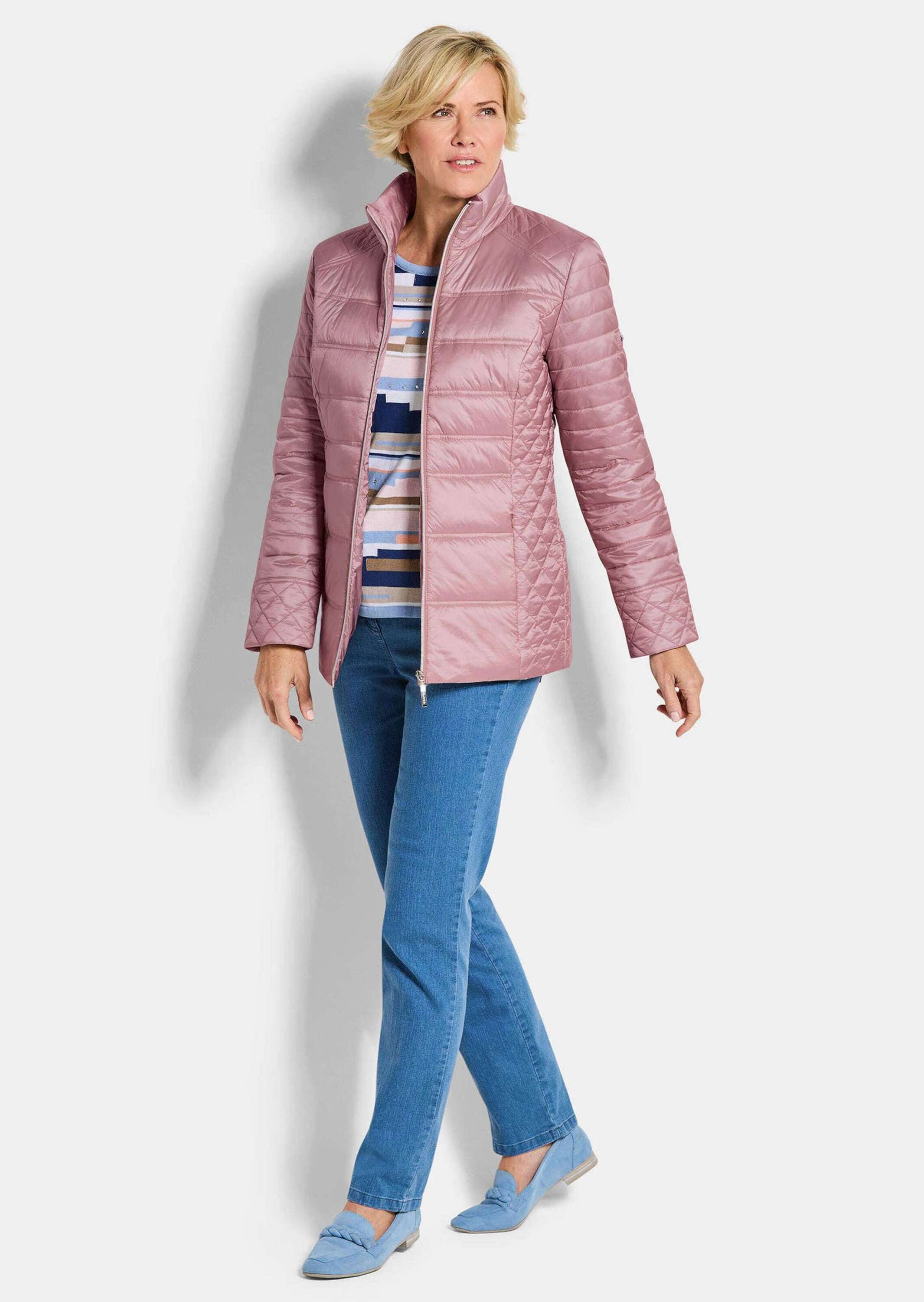 GOLDNER Steppjacke Übergangsjacke mit Muster-Mix Windjacke mit Stehkragen, Reißverschluss, Taschen und Langarm