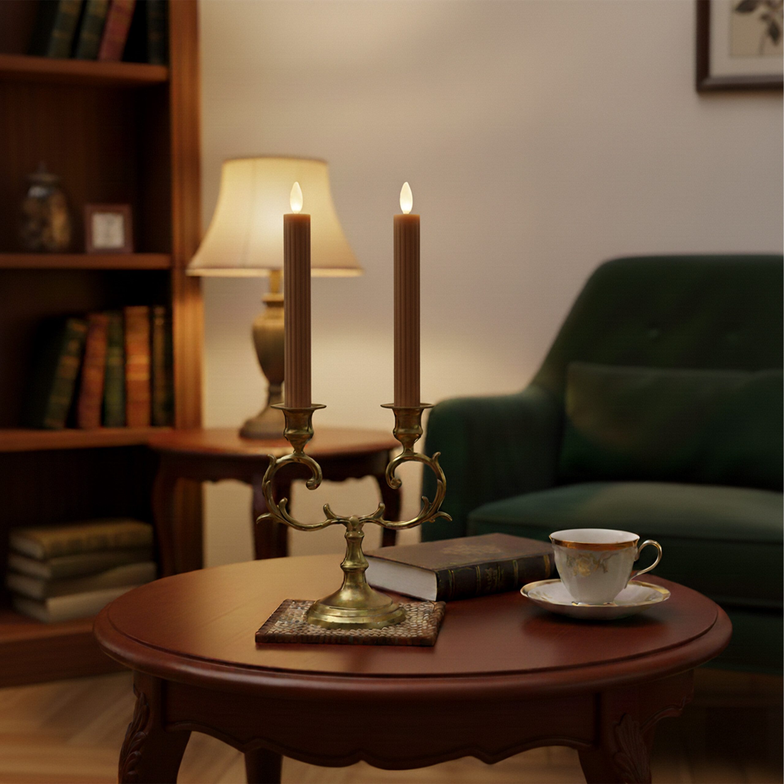 relaxdays LED-Kerze LED Stabkerzen 2er Set, Coffee