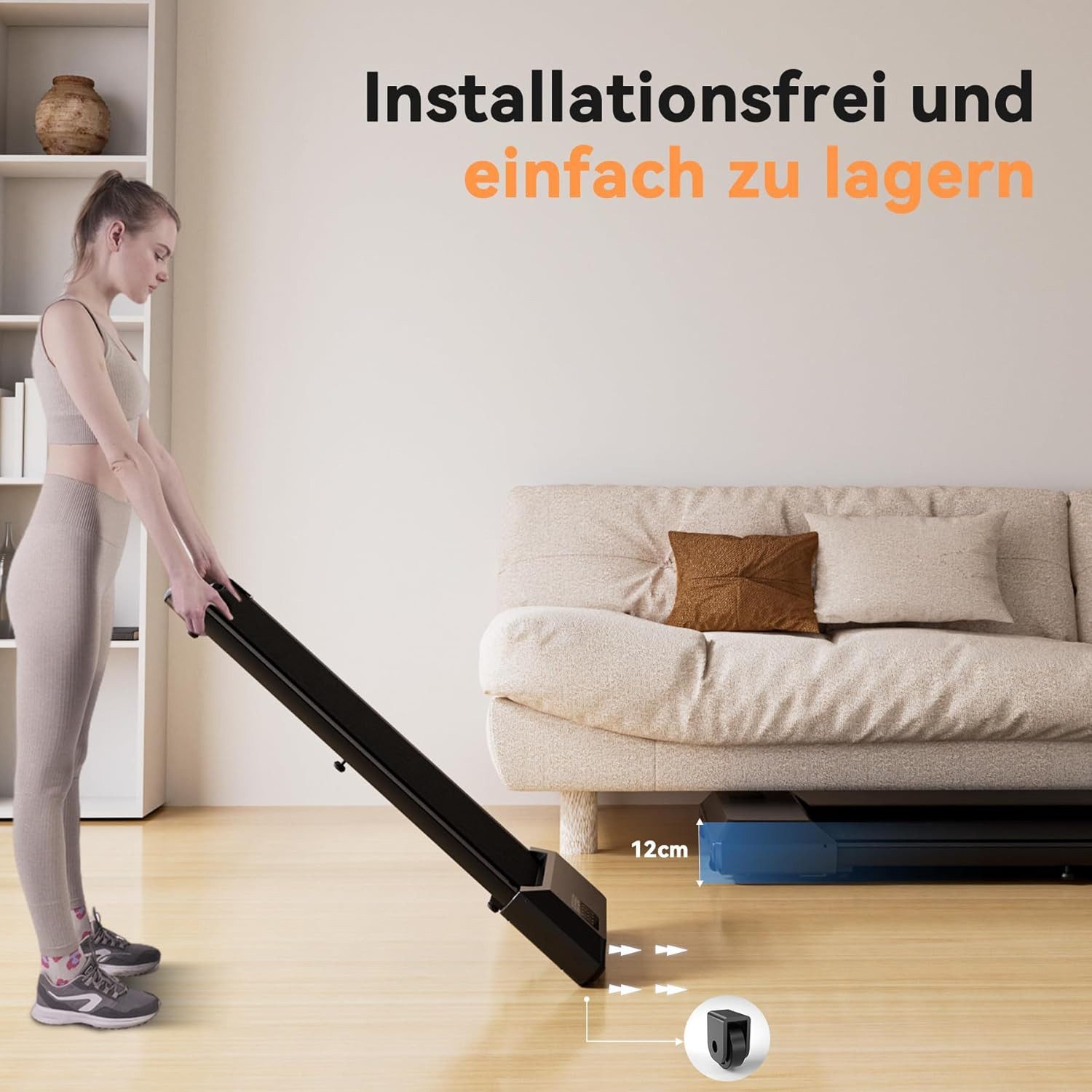 Athlix Laufband Laufband für Zuhause mit App und Fernbedienung, Walking Pad, 1-6 km/h, mit App, max 136KG, unter 45dB