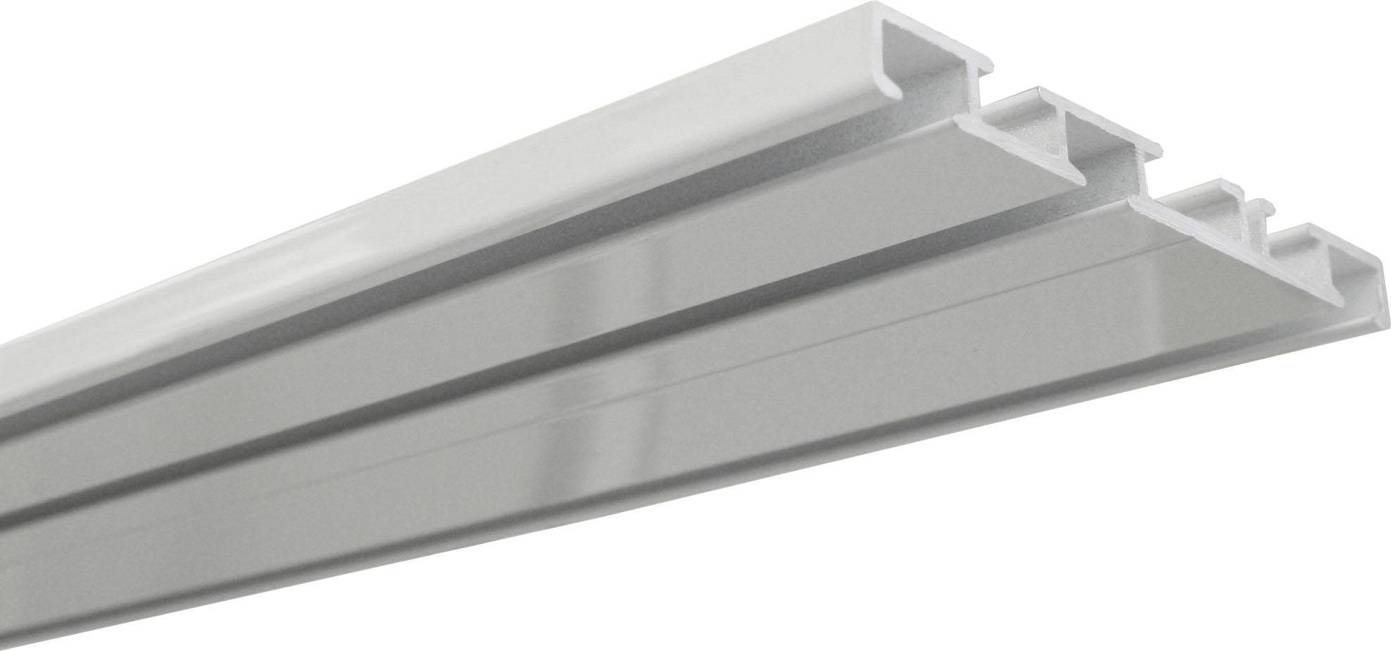 GARDINIA Vorhangschiene, 3-läufig, Fixmaß, Metall, Serie Aluminim-Vorhangschiene