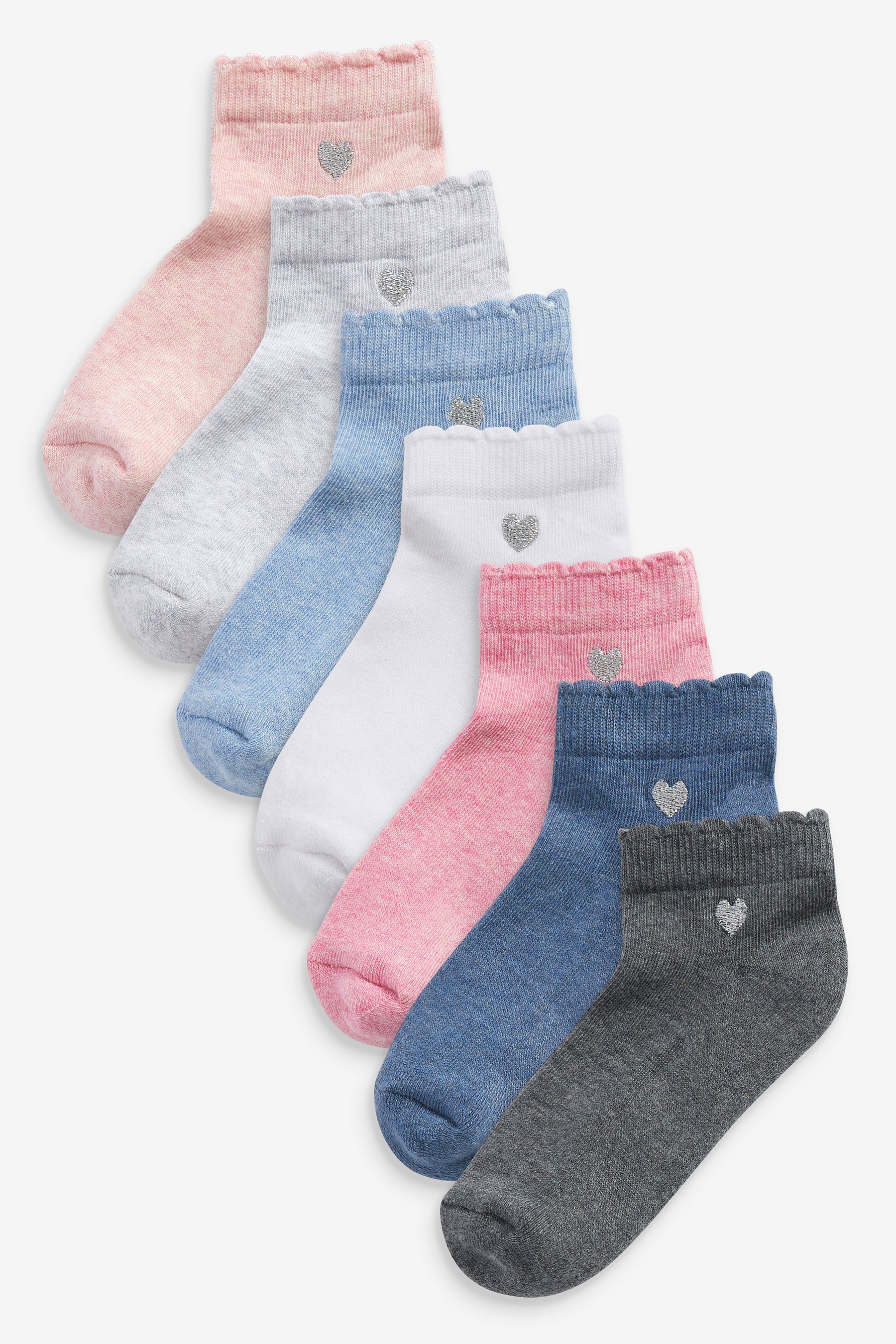 Kurzsocken 7 Bestickte Sneakersocken mit gepolsterter Sohle