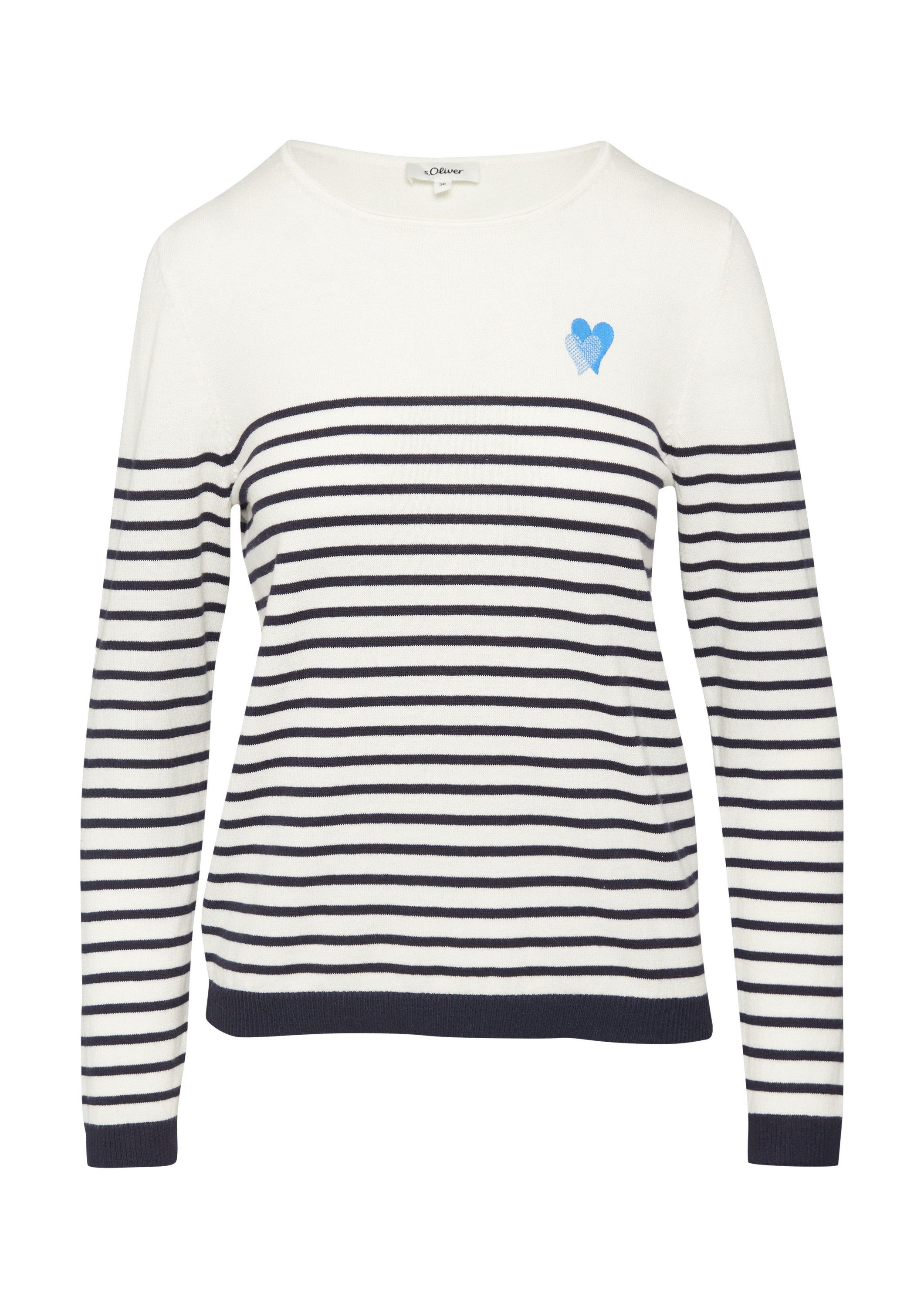 s.Oliver Longpullover Strickpullover Strickpullover mit Herz-Stickerei günstig online kaufen