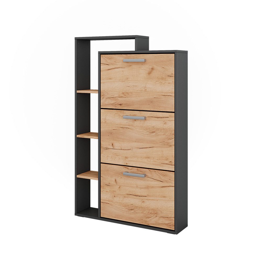 Vicco Schuhkipper Orlando, Goldkraft Eiche/Anthrazit, 80 x 128.3 cm mit 3 Klappfächern (1 St)