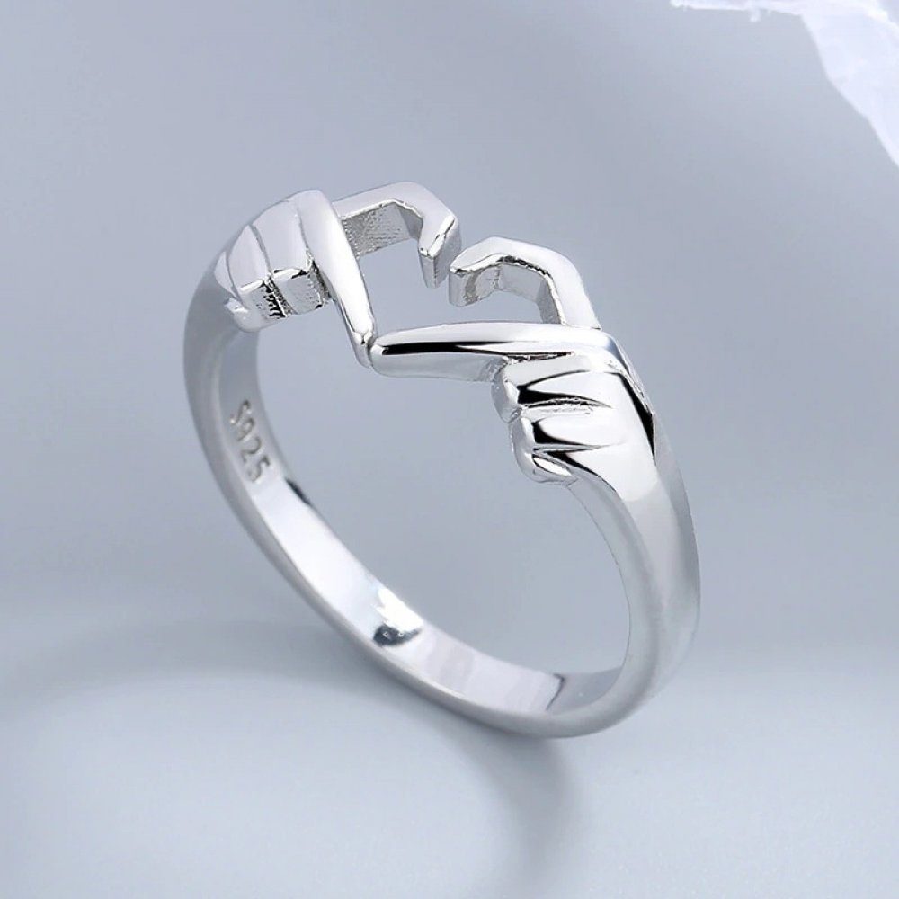 Öffnung Fingerring Einstellbar, Hände Liebe Invanter Geschenk Herz Ring zu inkl.Geschenkbo Ring