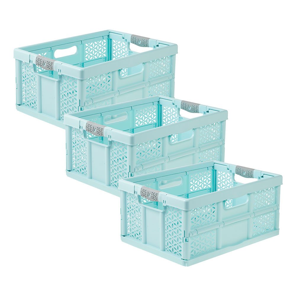 keeeper Klappbox lea, 3er Set, 32 l, Profi-Klappbox mit Softgriffen