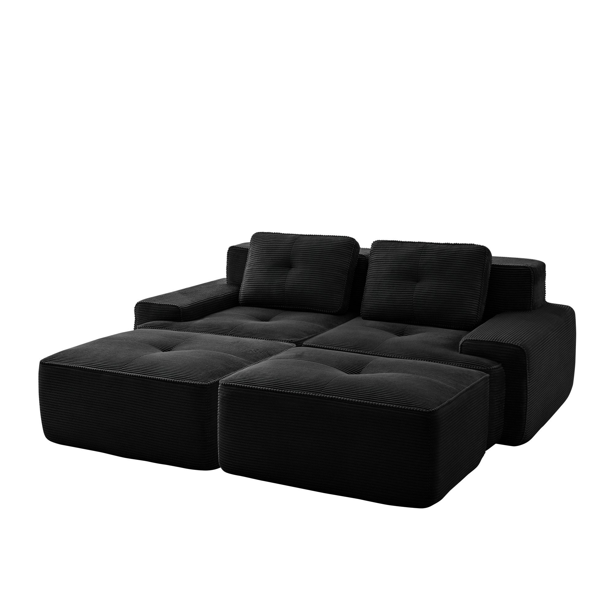 Leawin Sofa Cloud Modulsofa Boneless U-Sofa aus Cord, Tiefsitz, modular, Montagefreies Corduroy-Cloud-Sofa mit Ottoman & Tiefen Sitz