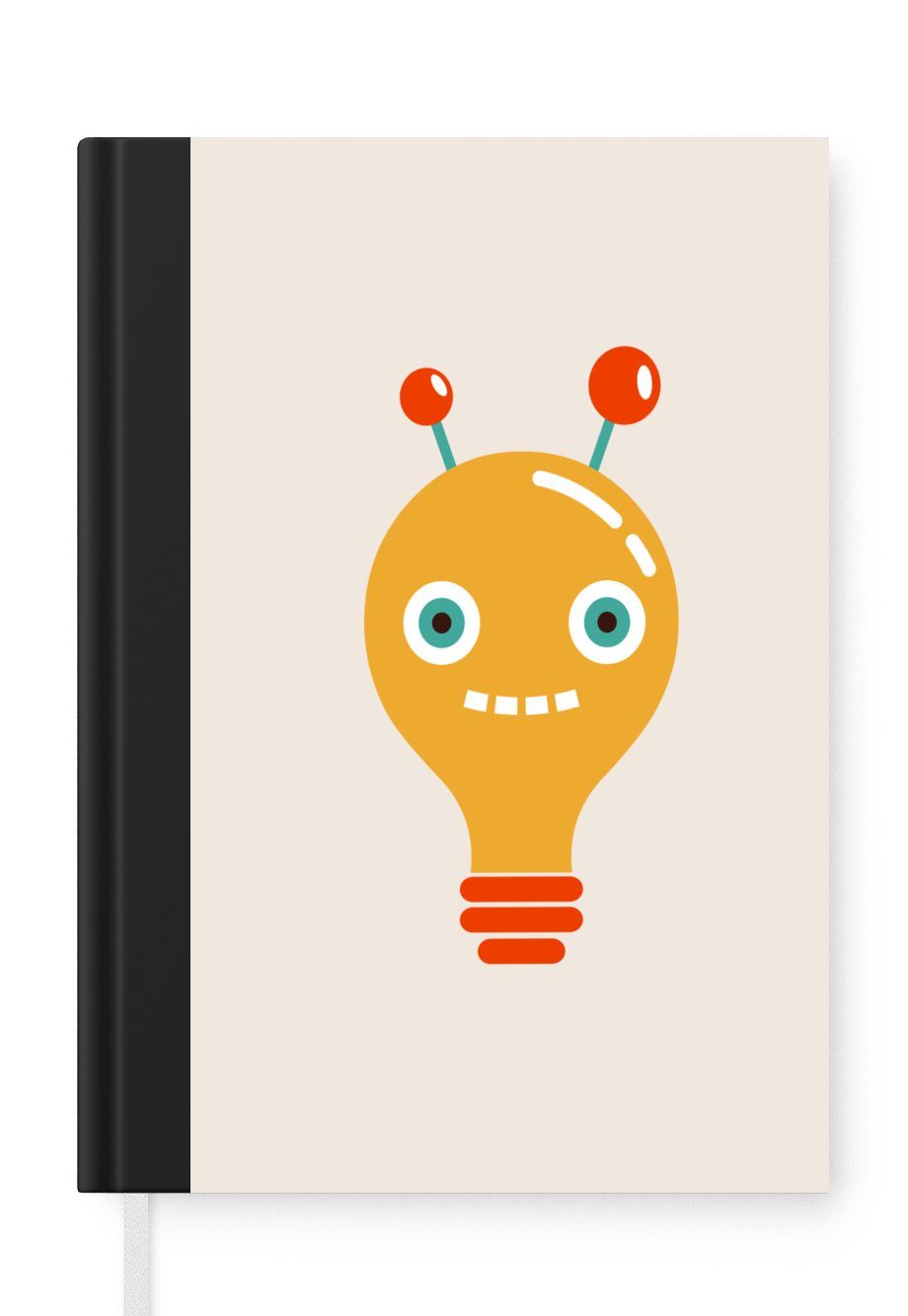 MuchoWow Notizbuch Roboter - Glühbirne - Gesicht - Antenne - Kinder, Journal, Merkzettel, Tagebuch, Notizheft, A5, 98 Seiten, Haushaltsbuch