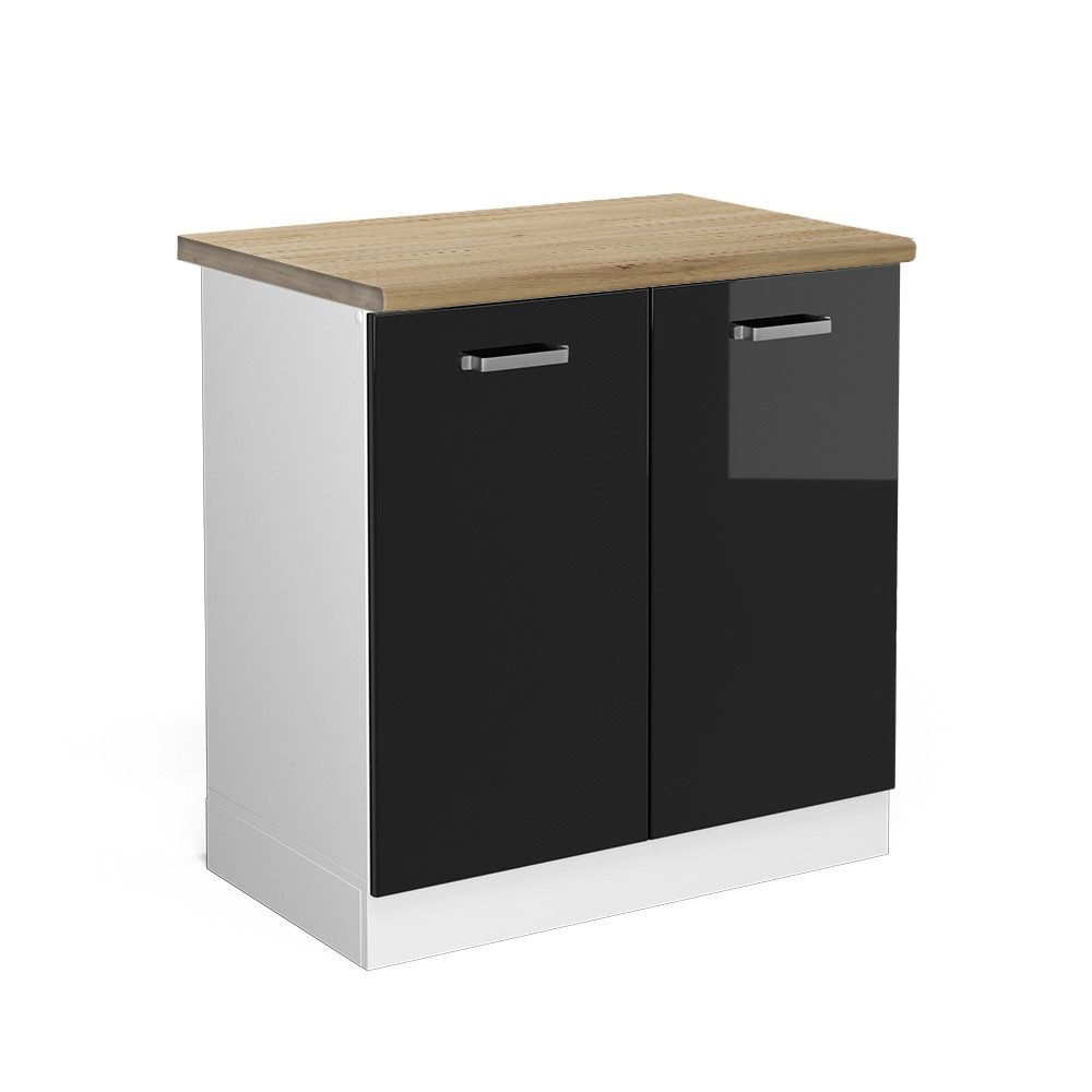 Vicco Spülenunterschrank R-Line, Schwarz Hochglanz/Weiß, 80 günstig online kaufen