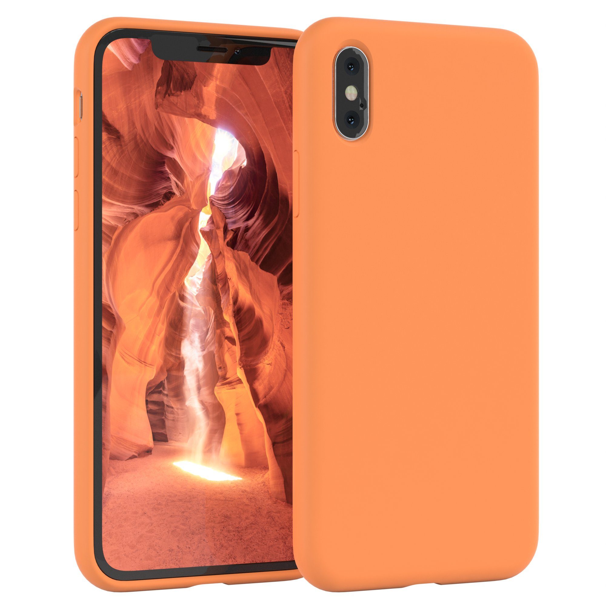 EAZY CASE Handyhülle Premium Silikon Case für iPhone X / iPhone XS 5,8 Zoll, Case stoßfest Smart Slimcover mit Displayschutz Back Cover Etui Orange