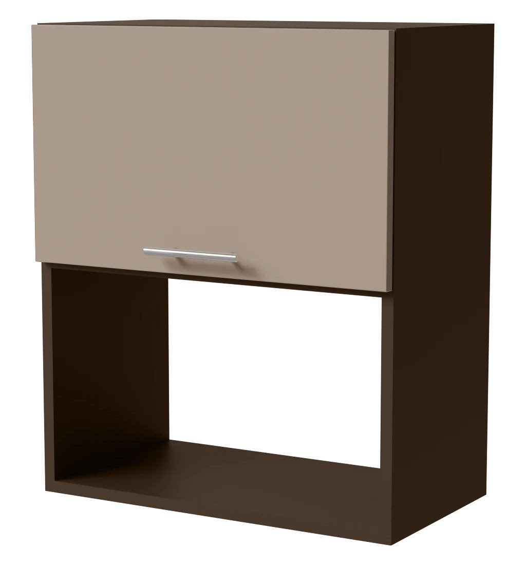 Feldmann-Wohnen Mikrowellenumbauschrank Brerra (W2MK/60, 1 Klappe, 1 Gerätefach, 1-St., moderne Optik, lackierte Fronten, 60x32,5x72cm) lava / RAL 1019 graubeige Matt