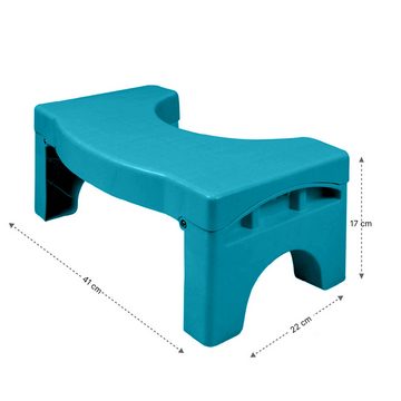 LOMOS Fußhocker Faltbarer Badezimmer Toilettenhocker „Vital“ in Blau (41x22x17cm)