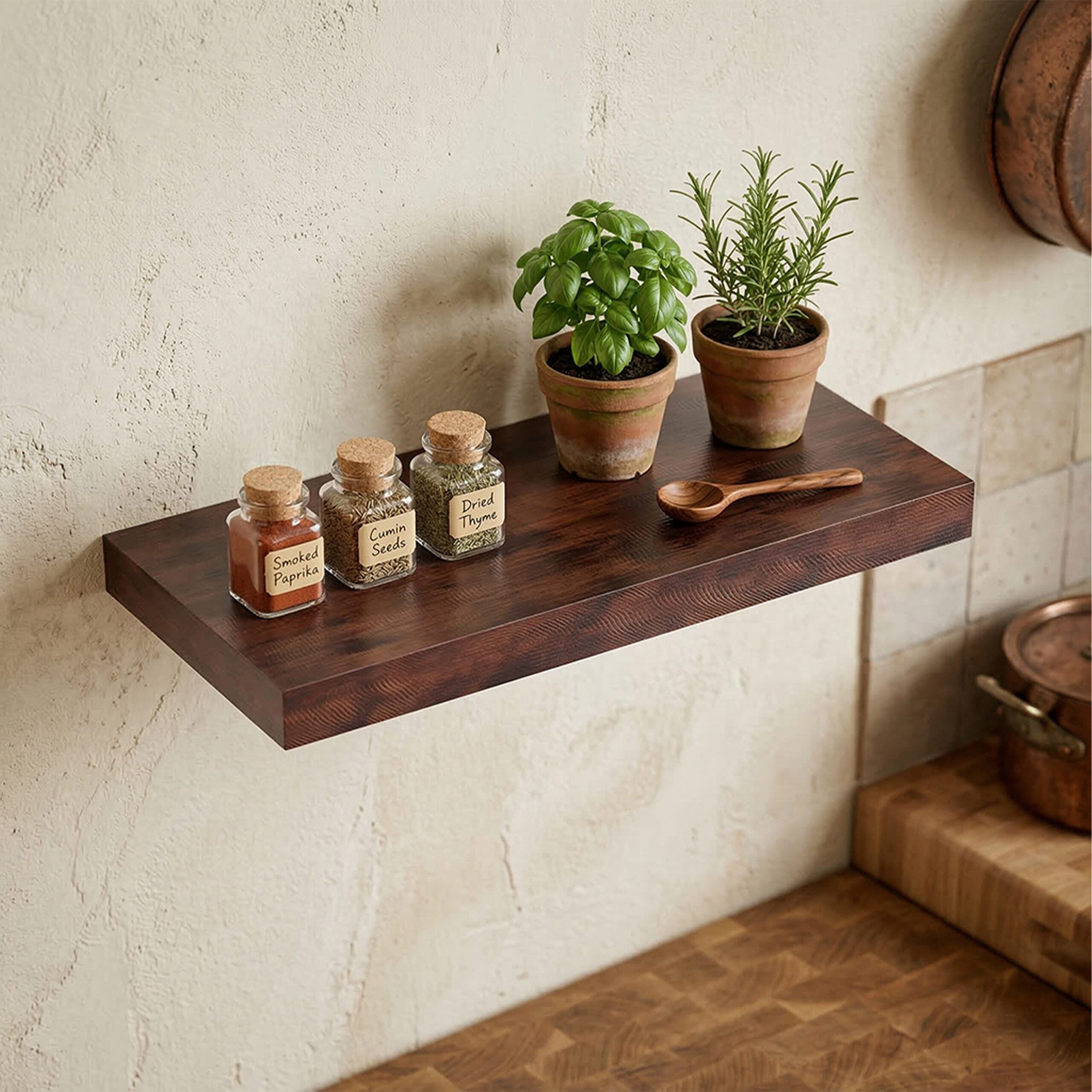 relaxdays Wandregal mit Metallhalterung, Industrial, 60 cm
