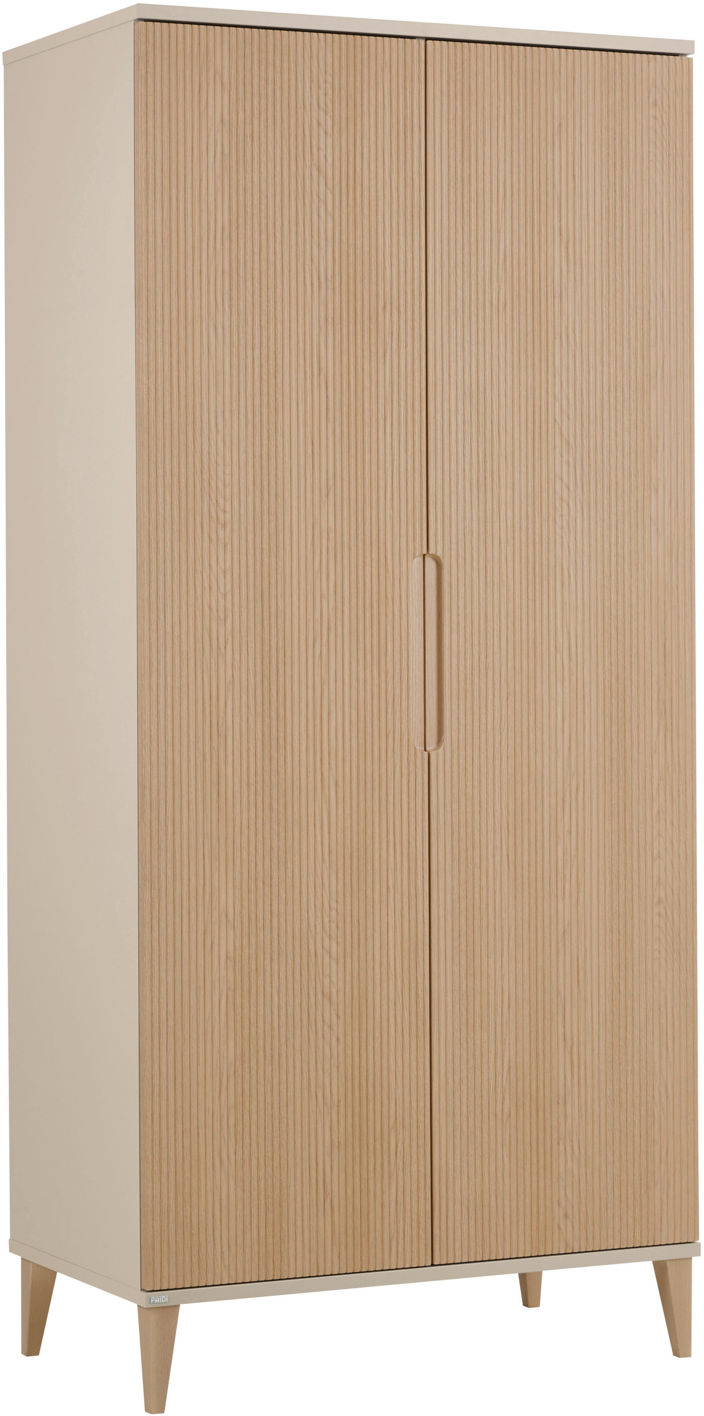 PAIDI Kleiderschrank JONTE in Beige & Eichefarben mit gerillten Türen, verschiedene Größen (B/H/T ca. 95-141/164-207/40-56cm, mit 2 oder 3 Türen + Tiny-Variante – Bild 2 von 5