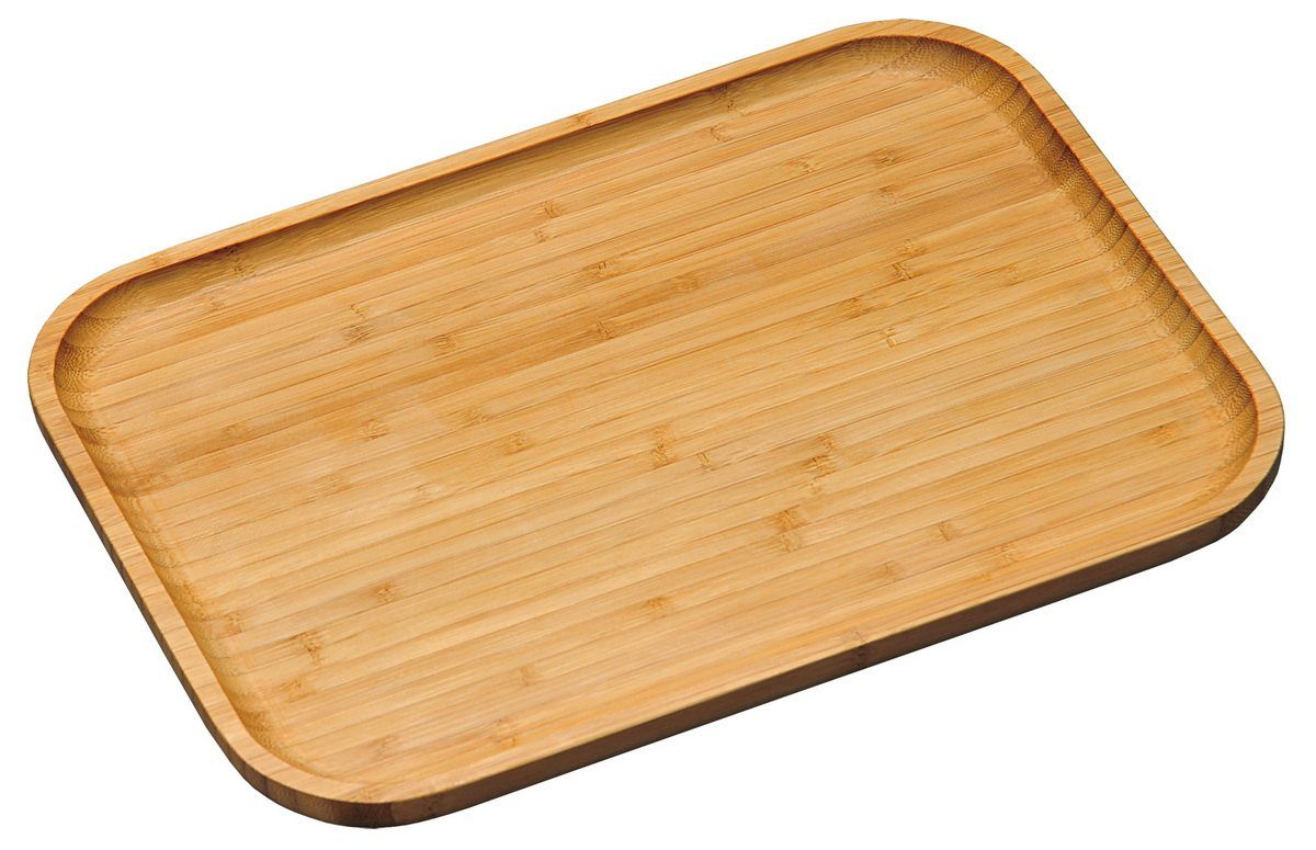 KESPER® Servierbrett Holzbrett Bambus Serviertablett, Ideal für Brotzeit oder Antipasti - auch als Tablett verwendbar