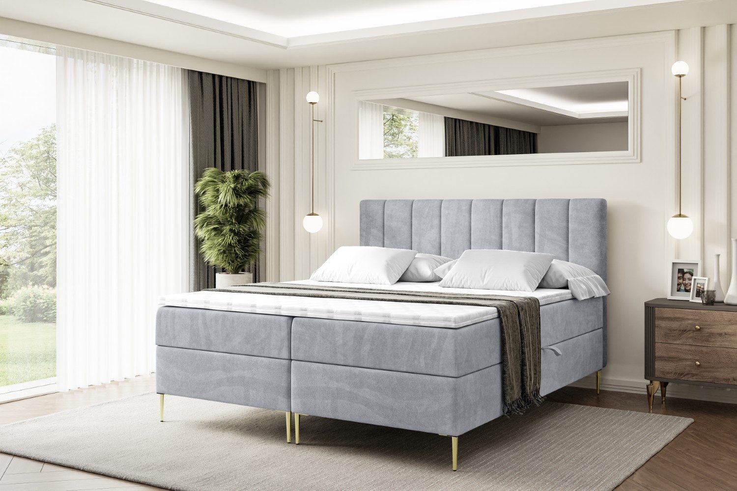 ALTDECOR Boxbett OTTA-F (Multipocket-Matratze H4, H3 Matratze Bonellfederung, Topper, Kopfteil)