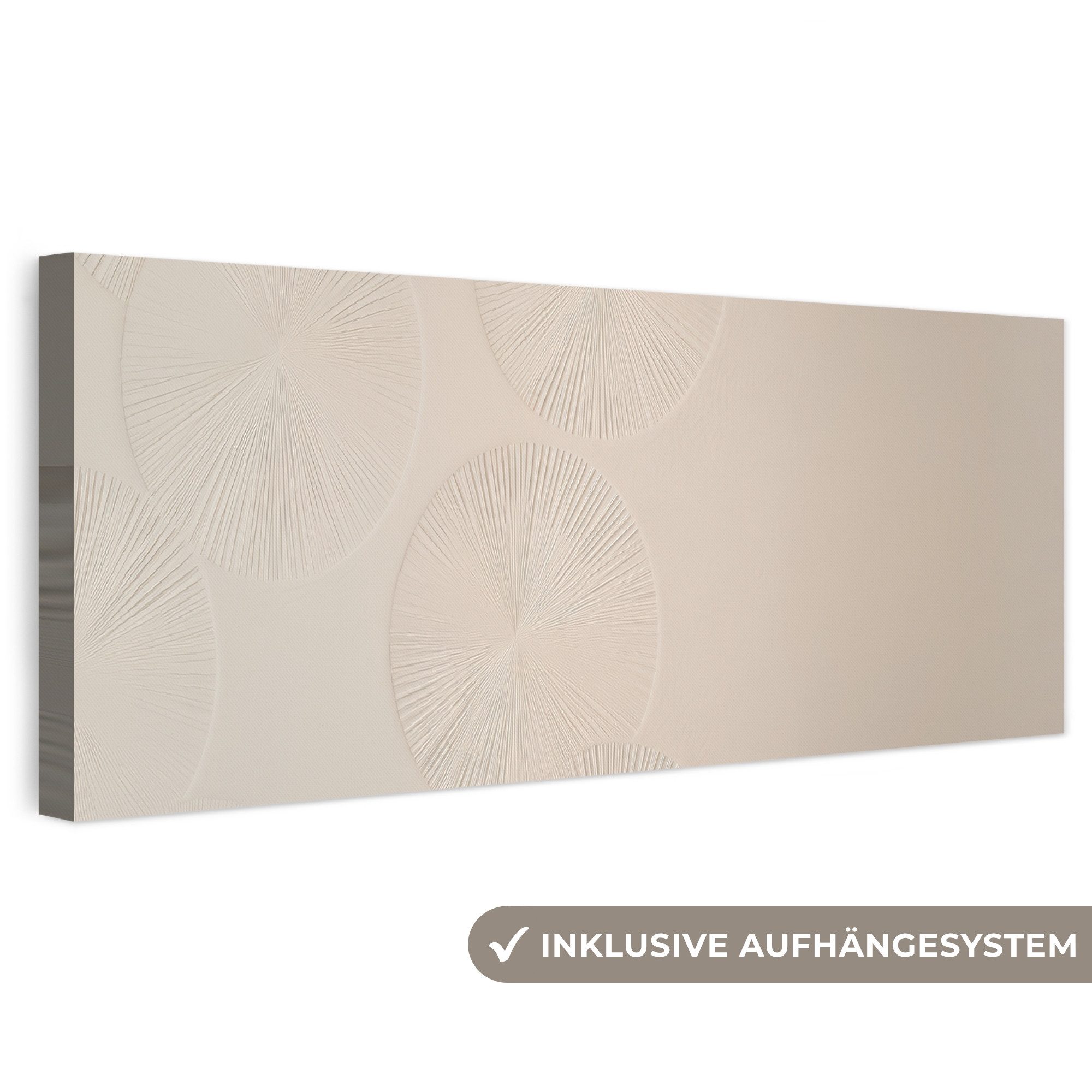 OneMillionCanvasses® Leinwandbild Panorama Japandi - Beige - Modern, Fotodruck (1 St), Wandbild, Deko Schlafzimmer Wohnzimmer Flur 60x20 cm