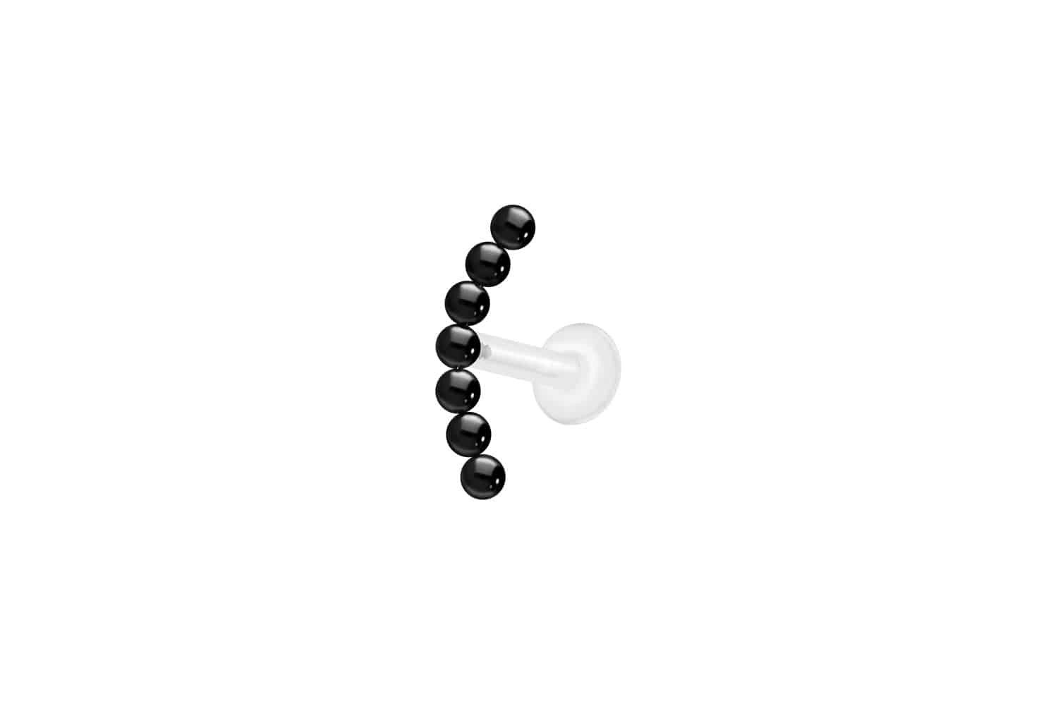 Piercing-Set PTFE Labret mit Innengewinde + Titan-Aufsatz 7 KUGELN