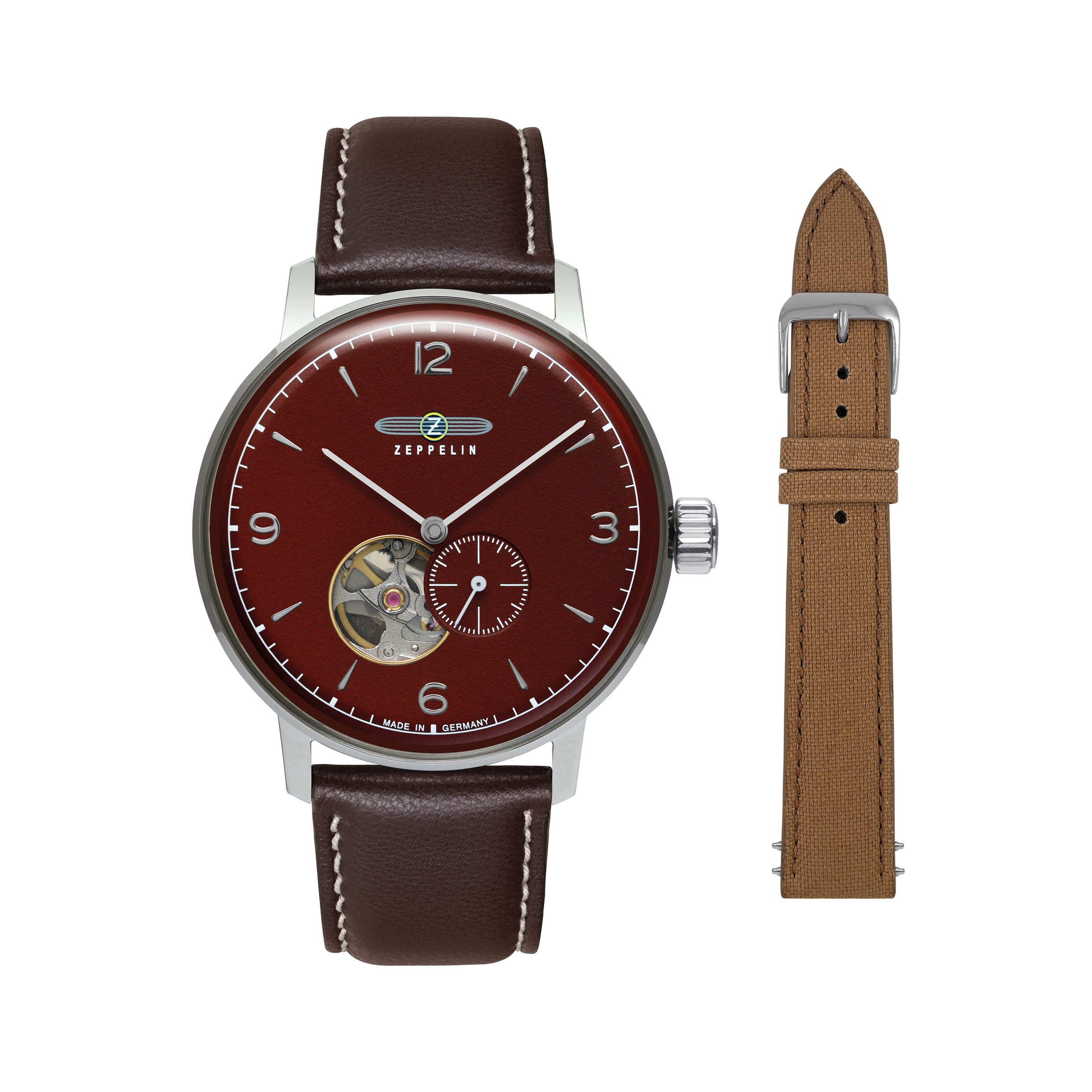 ZEPPELIN Automatikuhr LZ 129 Hindenburg 8066-4_n_SET, (Set, 2-tlg., mit Wechselarmband), Armbanduhr, Herrenuhr, Made in Germany, Mechanische Uhr