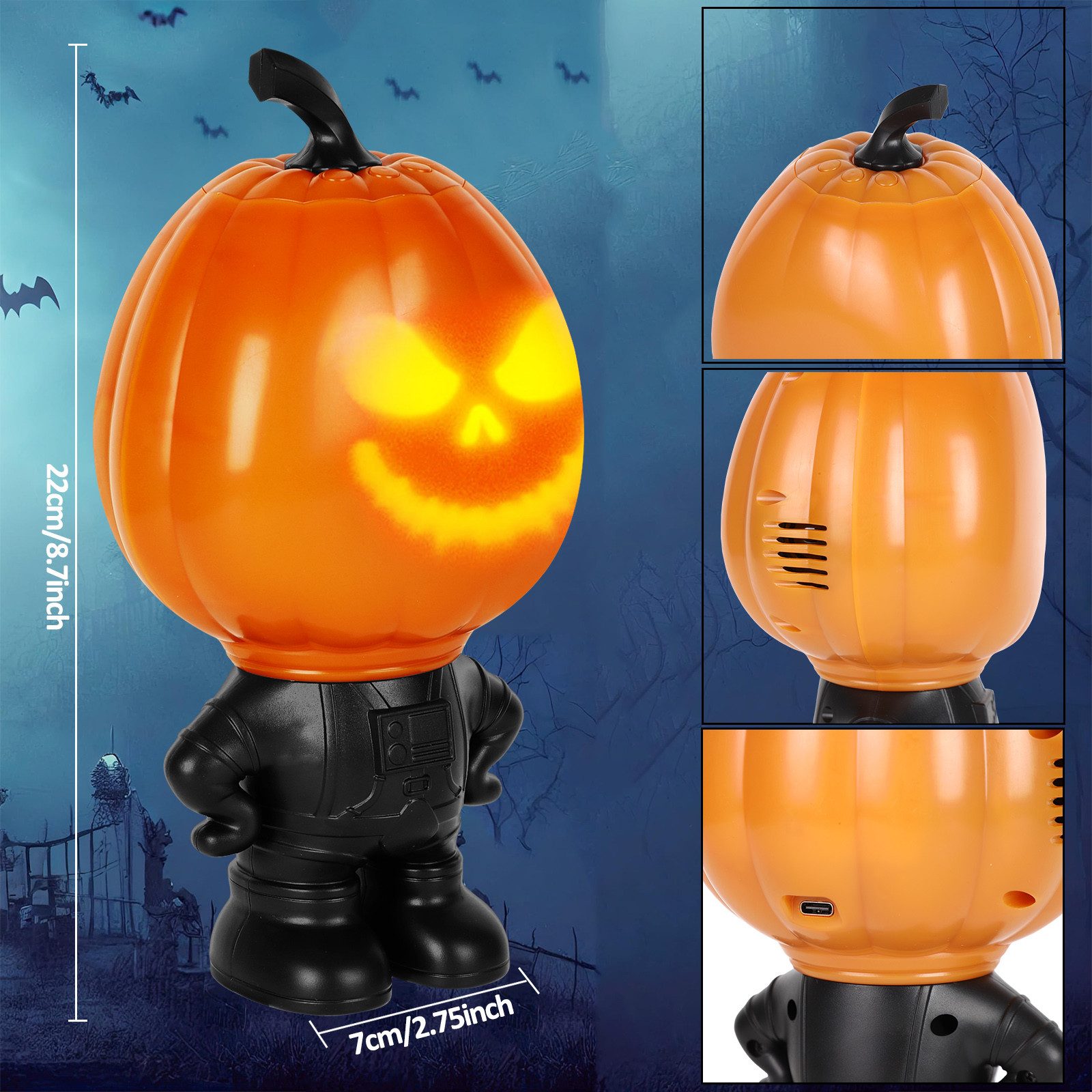 MUPOO Nachtlicht Halloween Kürbis Nachtlicht,LED Kürbis Projektionslampe, S günstig online kaufen