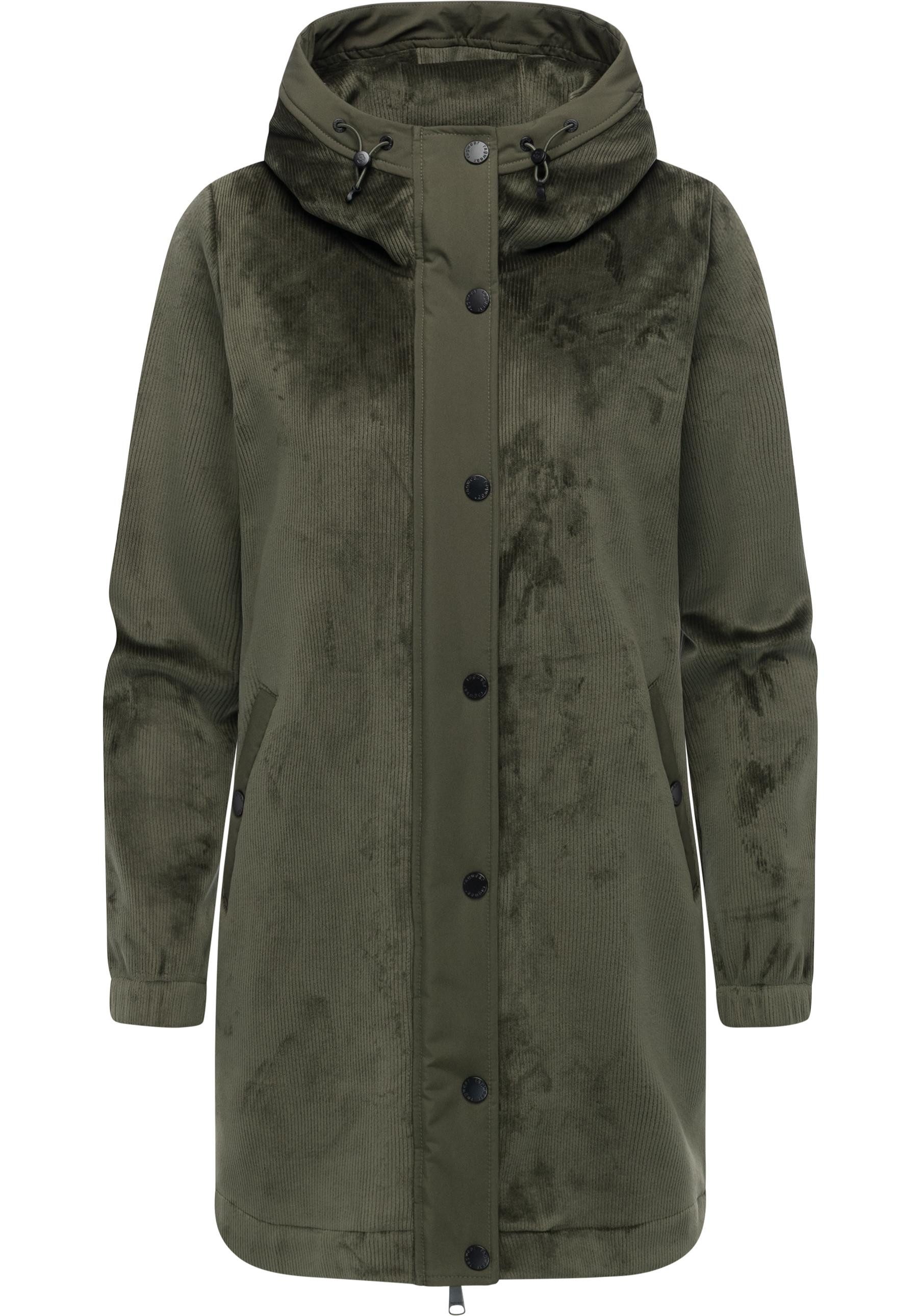 Ragwear Kurzmantel Cousy Bonded YOUMODO Weicher Damen Rippstrick-Mantel mit Kapuze