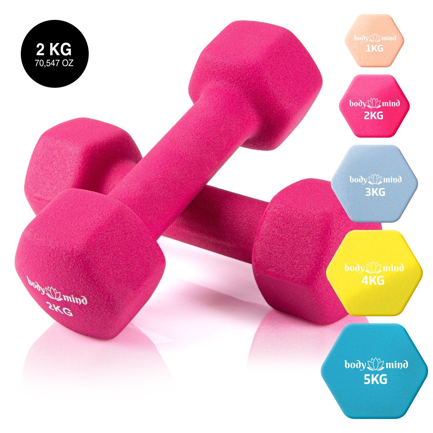 Body & Mind Hantel-Set BODY & MIND Neopren Hantel Set–Kurzhanteln für Fitness & Heimgebrauch, (Dumbbells, Effektives Krafttraining), Fitness Workout für Zuhause