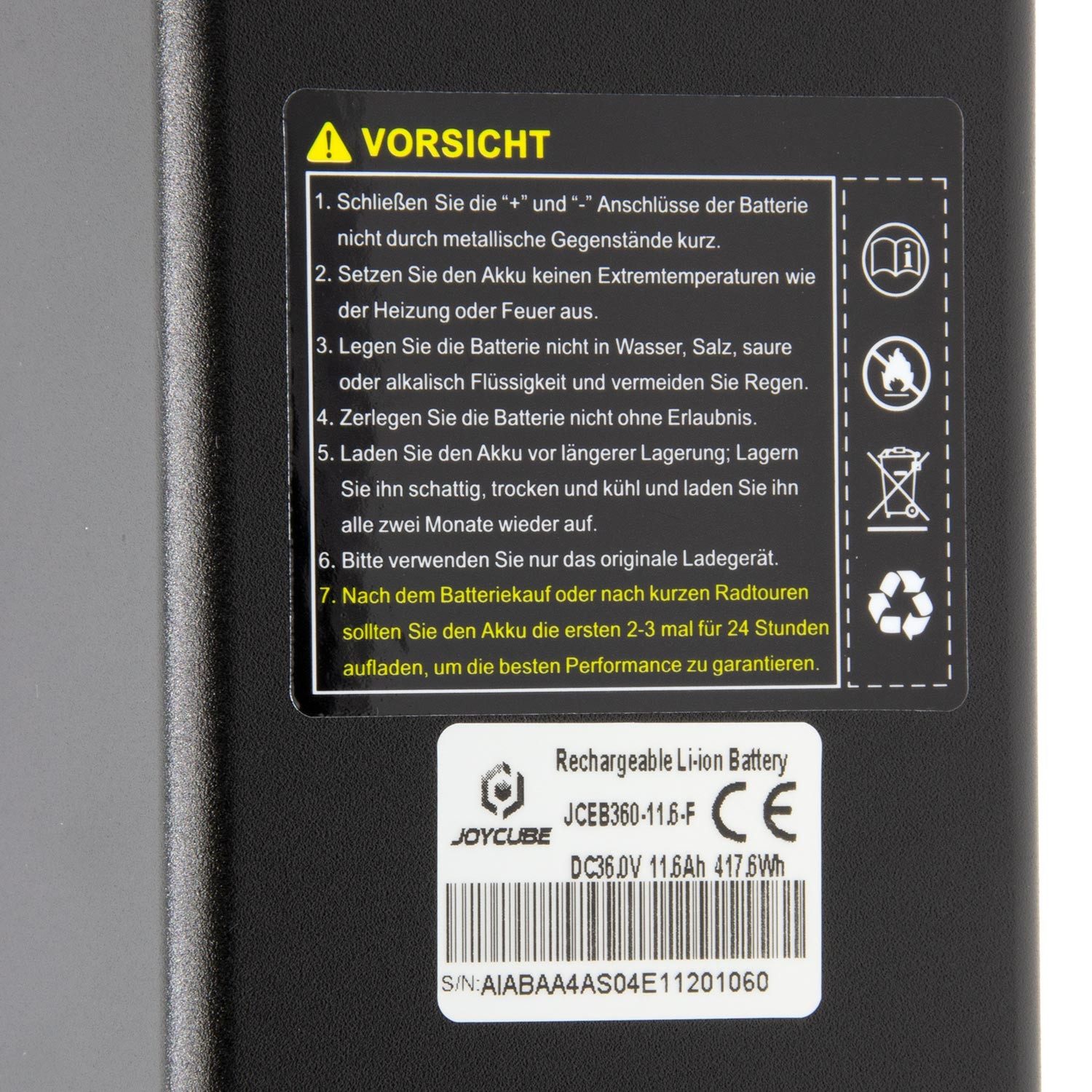 Maratron Joycube DT-12 11,6Ah E-Bike Akku 11,6Ah (1 St), - für TELEFUNKEN Aufsteiger M930, Prophete Graveler 22.ESM.10