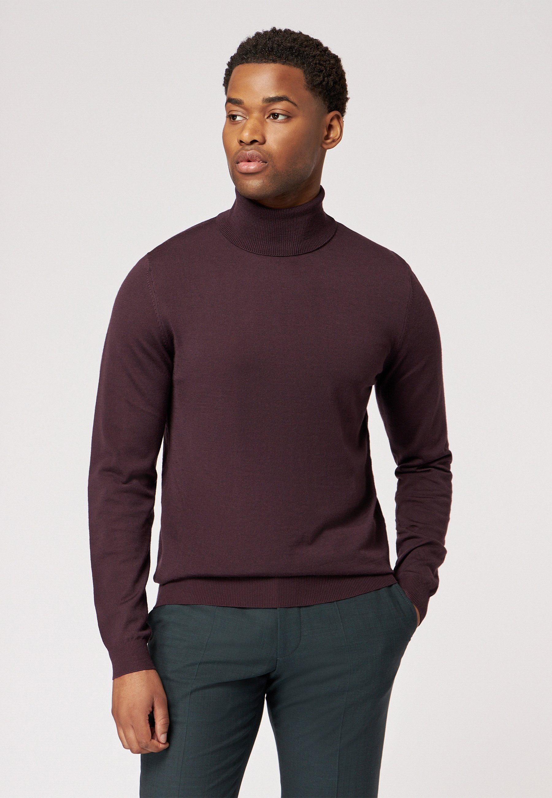 Roy Robson Rollkragenpullover Merino Rollkragen Pullover LILA