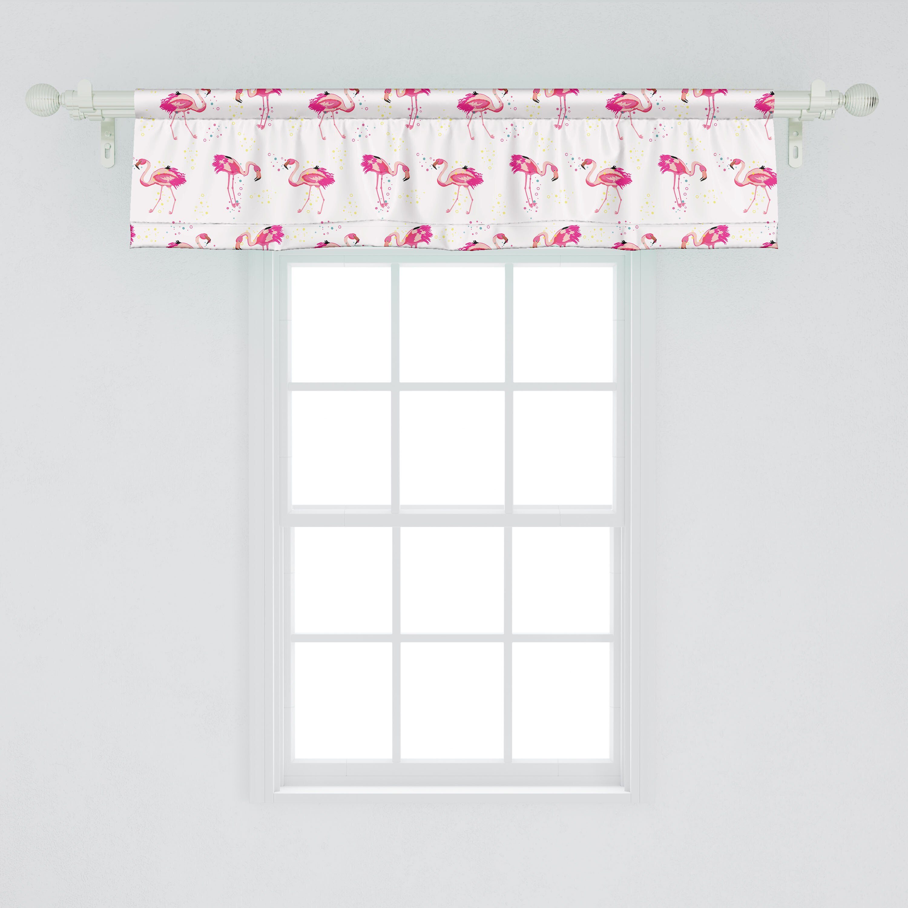 Scheibengardine Vorhang Volant Stangentasche, Flamingo für Schlafzimmer Microfaser, Tropic Küche und Vögel Dekor Spots mit Abakuhaus