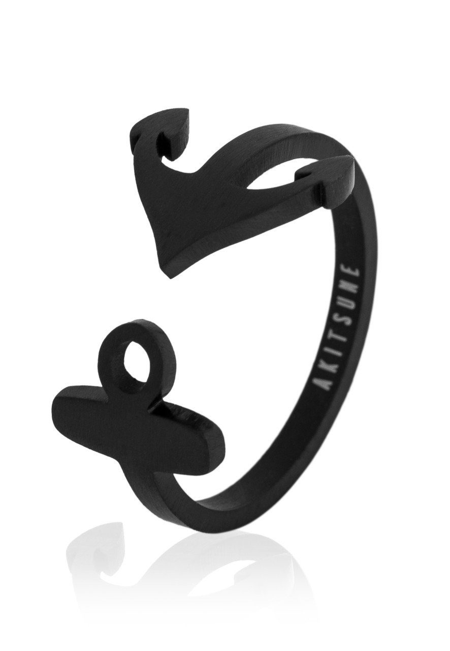 Siegelring Anchor Ring Mattschwarz EU 62 - UK T - US 10