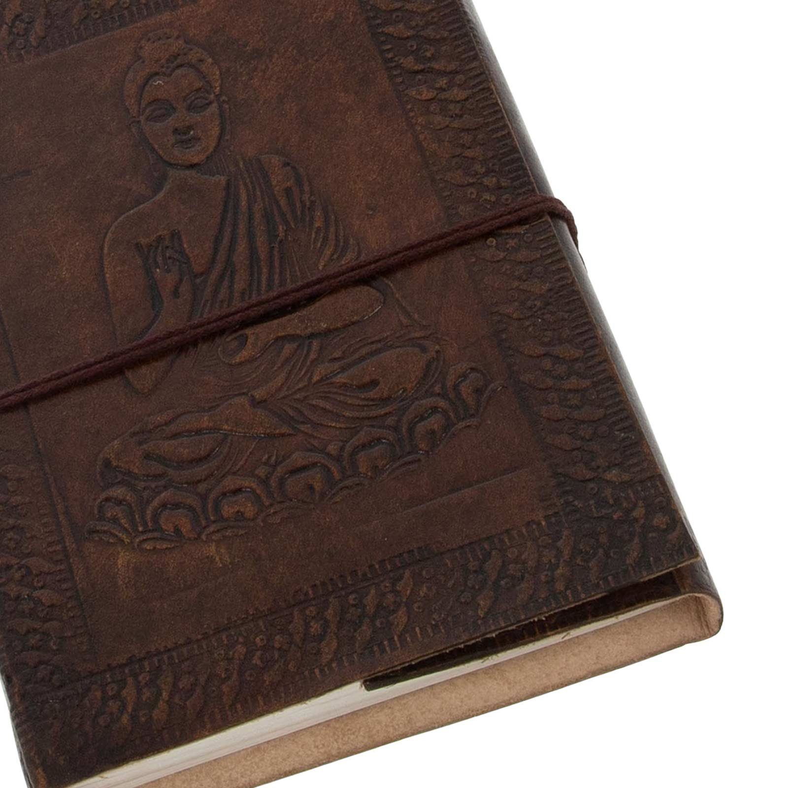 Tagebuch Buddha 18x13cm UND - Tagebuch Notizbuch KUNST MAGIE Leder geprägtes handgefertigt