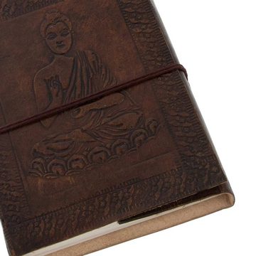 KUNST UND MAGIE Tagebuch Leder Tagebuch handgefertigt - geprägtes Notizbuch Buddha 18x13cm