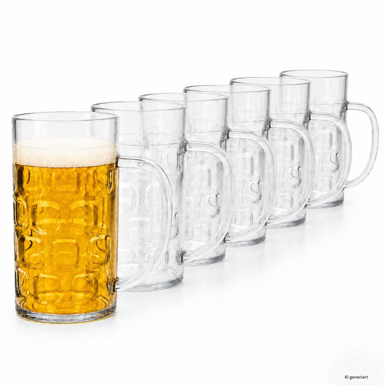 MamboCat Bierglas 6x Lord ToGo Bierkrug 0,4L Kunststoff Relief Füllstrich Henkel Humpen, Kunststoff