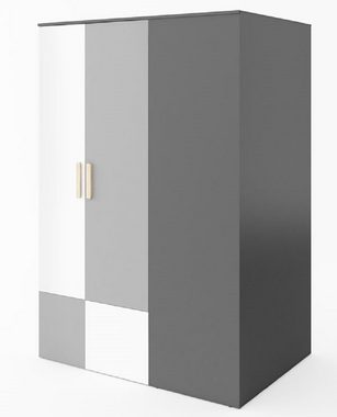 Feldmann-Wohnen Kleiderschrank Pok (Pok, 1-St., Kleiderschrank) 130x93x193cm graphit - grau - weiß - Buche Ibsen