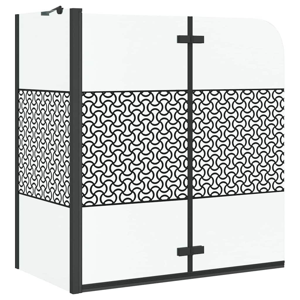 vidaXL Duschwand Badabtrennung Geometrisch Schwarz 120 x 67 x 129 cm, (1 tlg)