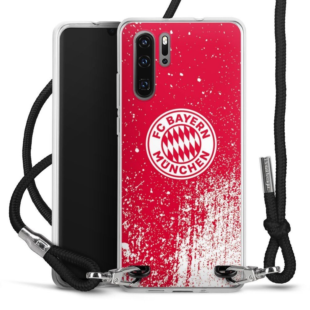 DeinDesign Handyhülle FC Bayern München Offizielles Lizenzprodukt FCB  Splatter Rot - FCB, Huawei P30 Pro New Edition Handykette Hülle mit Band  Case zum Umhängen