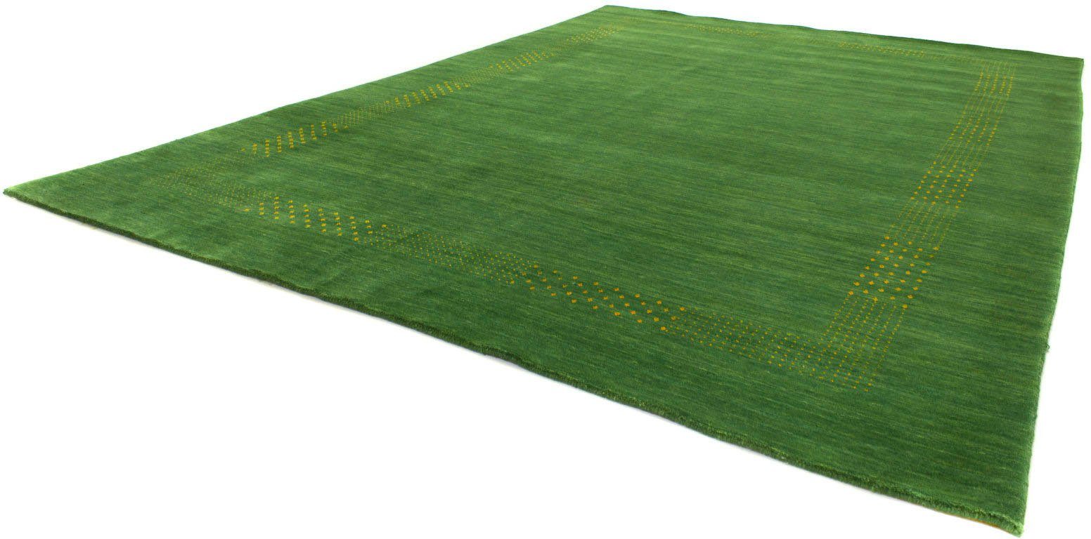 Bordüre, Luxus NOVA, Höhe: grün LORIBAFT reine Wohnzimmer mm, rechteckig, Schurwolle 15 Wollteppich morgenland,