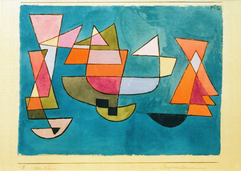 Postkarte Kunstkarte Paul Klee "Segelschiffe"