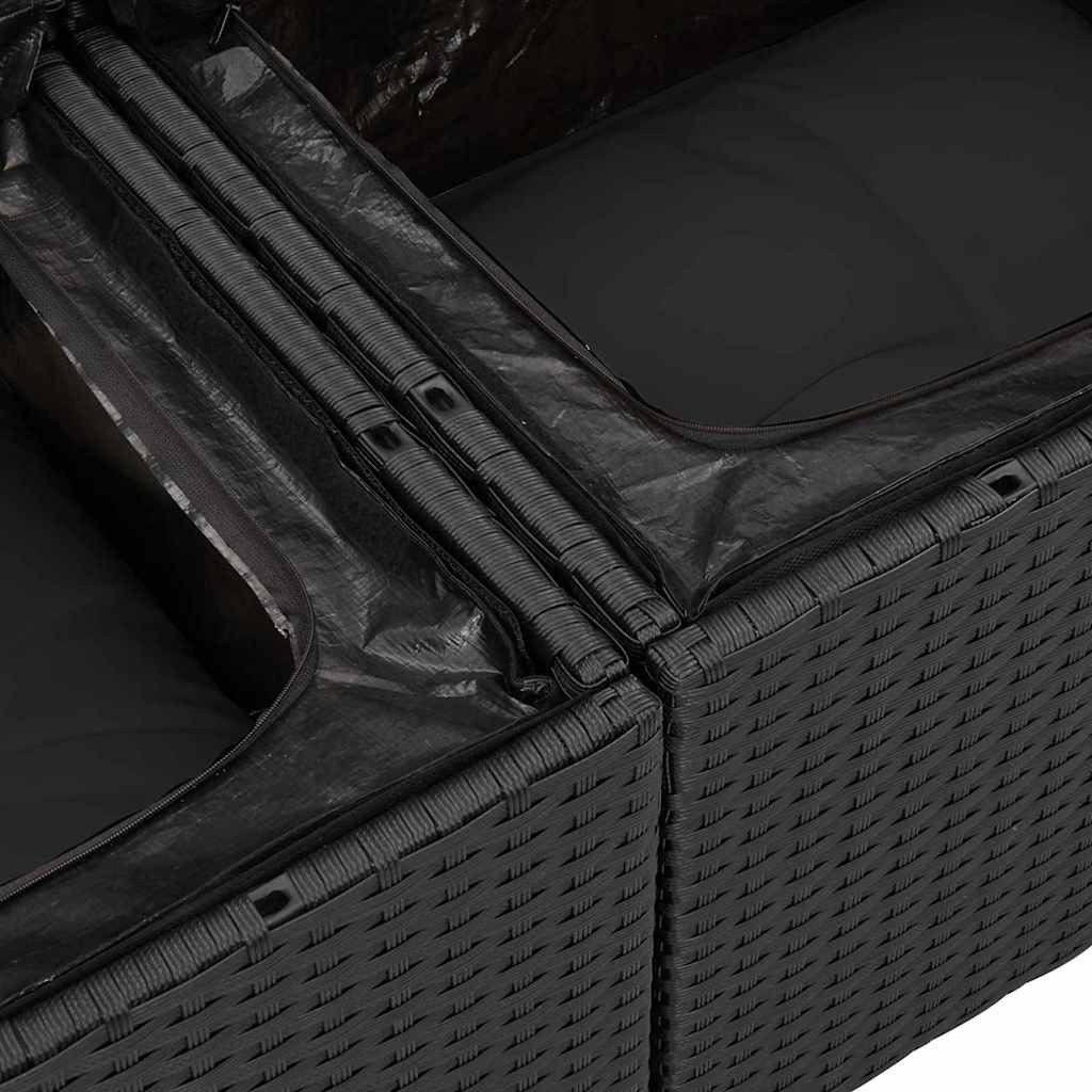 vidaXL Gartenlounge-Set Garten-Sofa-Set mit Kissen 3 pcs Schwarz Poly Rattan, (3-tlg)